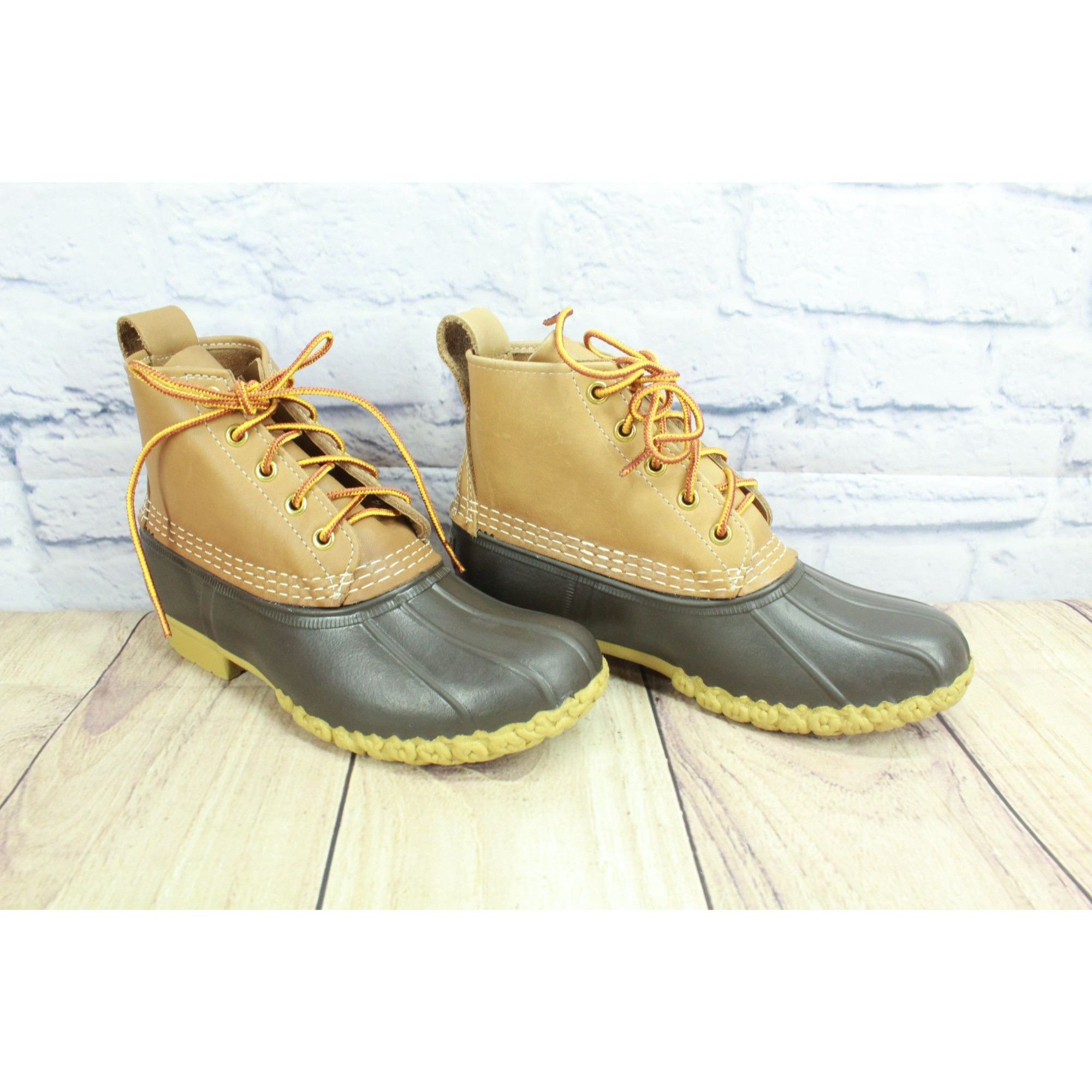 L.L. Bean LL Bean Brown Leather Lace Up Ankle Duck Boots Size US 6 / IT 36 - 3 Thumbnail