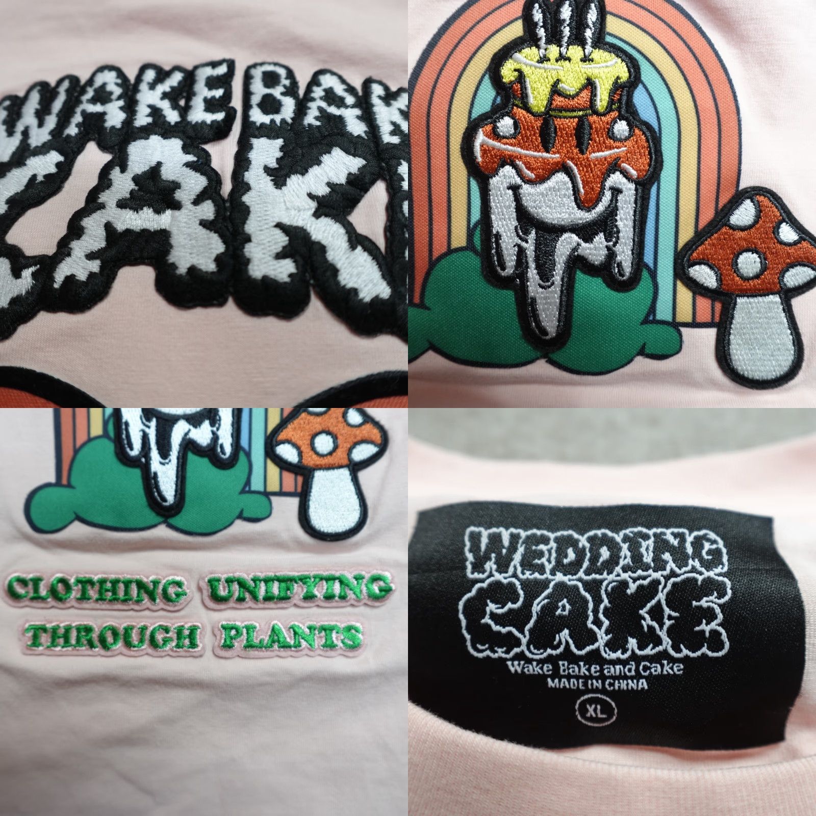 Vintage Wedding Cake Shirt XL Pink Double-Sided Embroidered Crew Neck Short Sleeve Jersey Cotton Men Size US XL / EU 56 / 4 - 9 Thumbnail