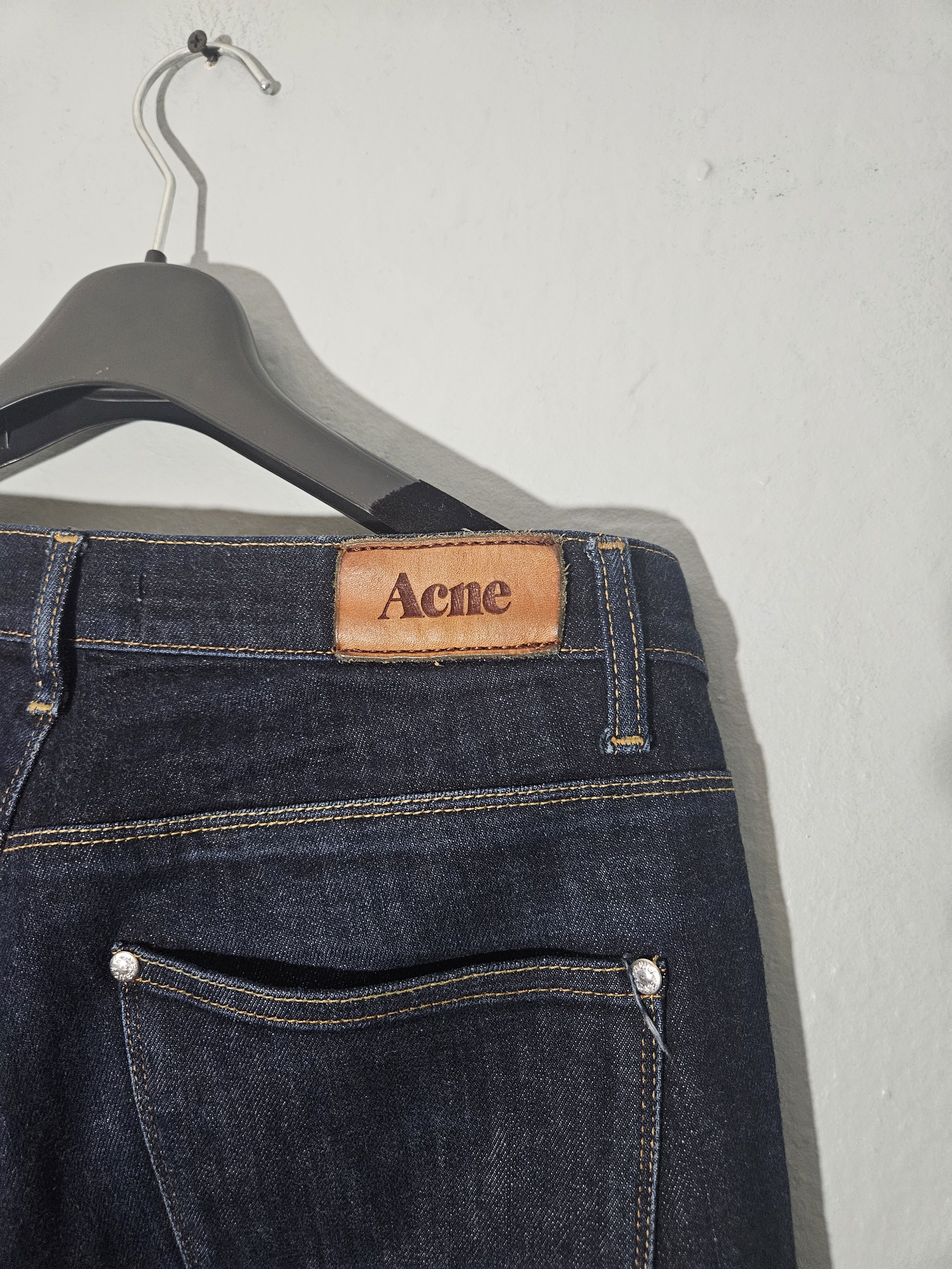 Acne Studios Max Soft Raw Leather Back Patch Blue Denim Jeans Size US 31 - 2 Thumbnail