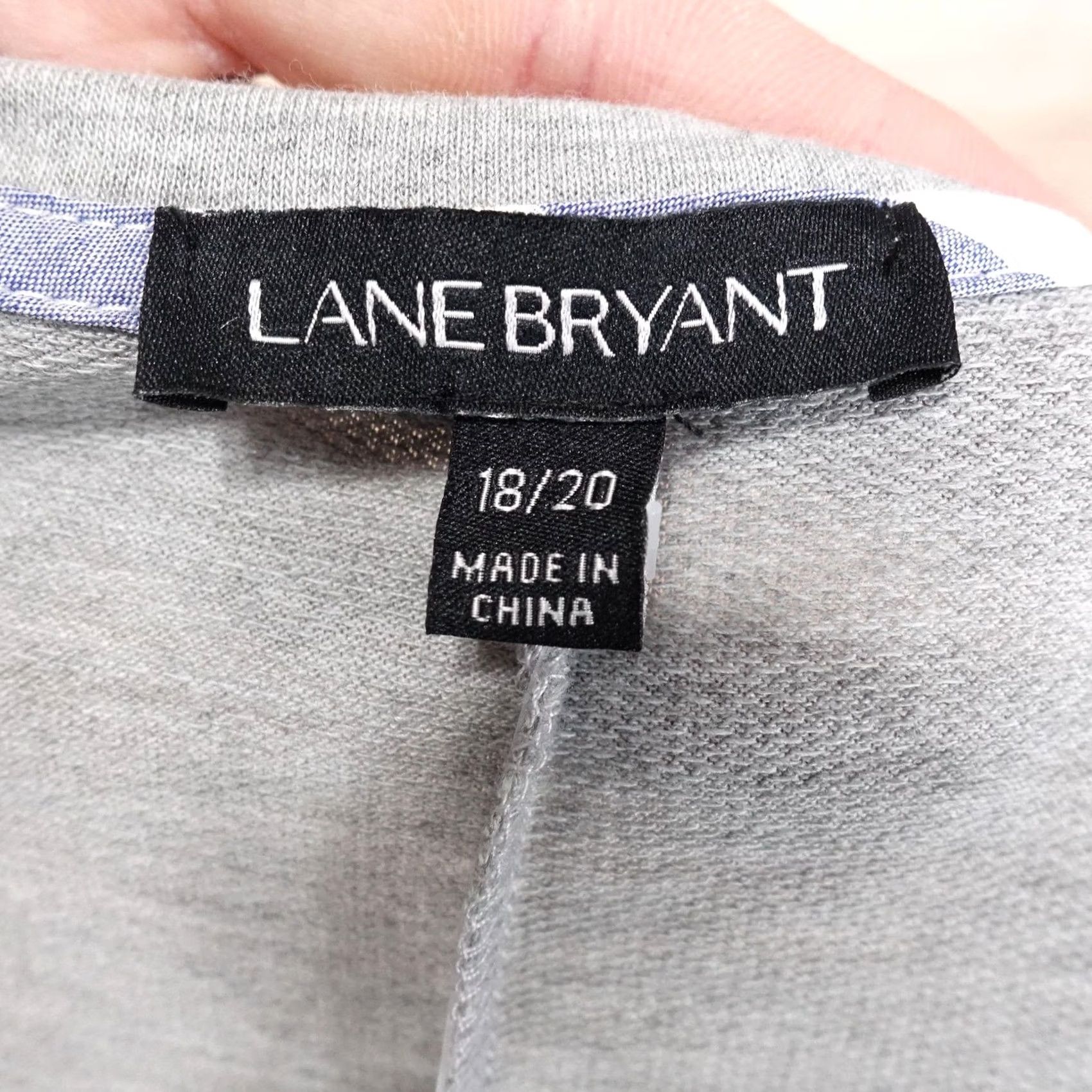 Vintage Lane Bryant Blouse Womens Plus 18/20 Gray Striped Ruffle Long Sleeve Jersey Top Size XXL / US 16-18 / IT 52-54 - 5 Thumbnail