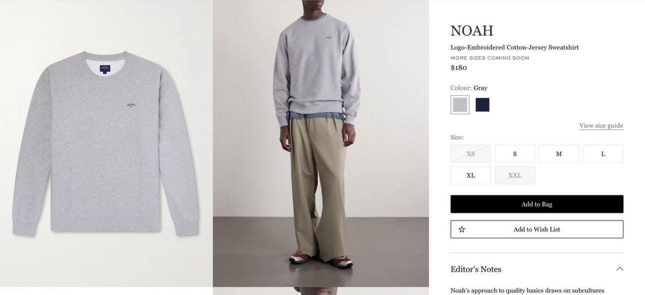 Noah NOAH - Cotton Gray Crewneck Sweater Size US S / EU 44-46 / 1 - 4 Thumbnail