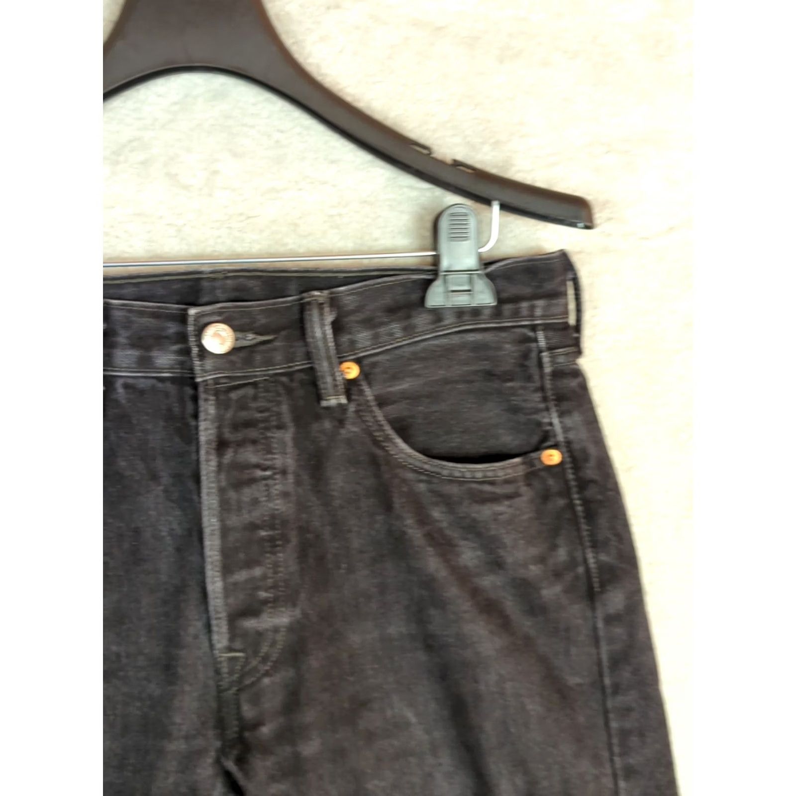 Levi's Levi's 501 Jeans Men 32X32 Black Denim Button Fly Straight Leg Classic Size US 32 / EU 48 - 3 Thumbnail