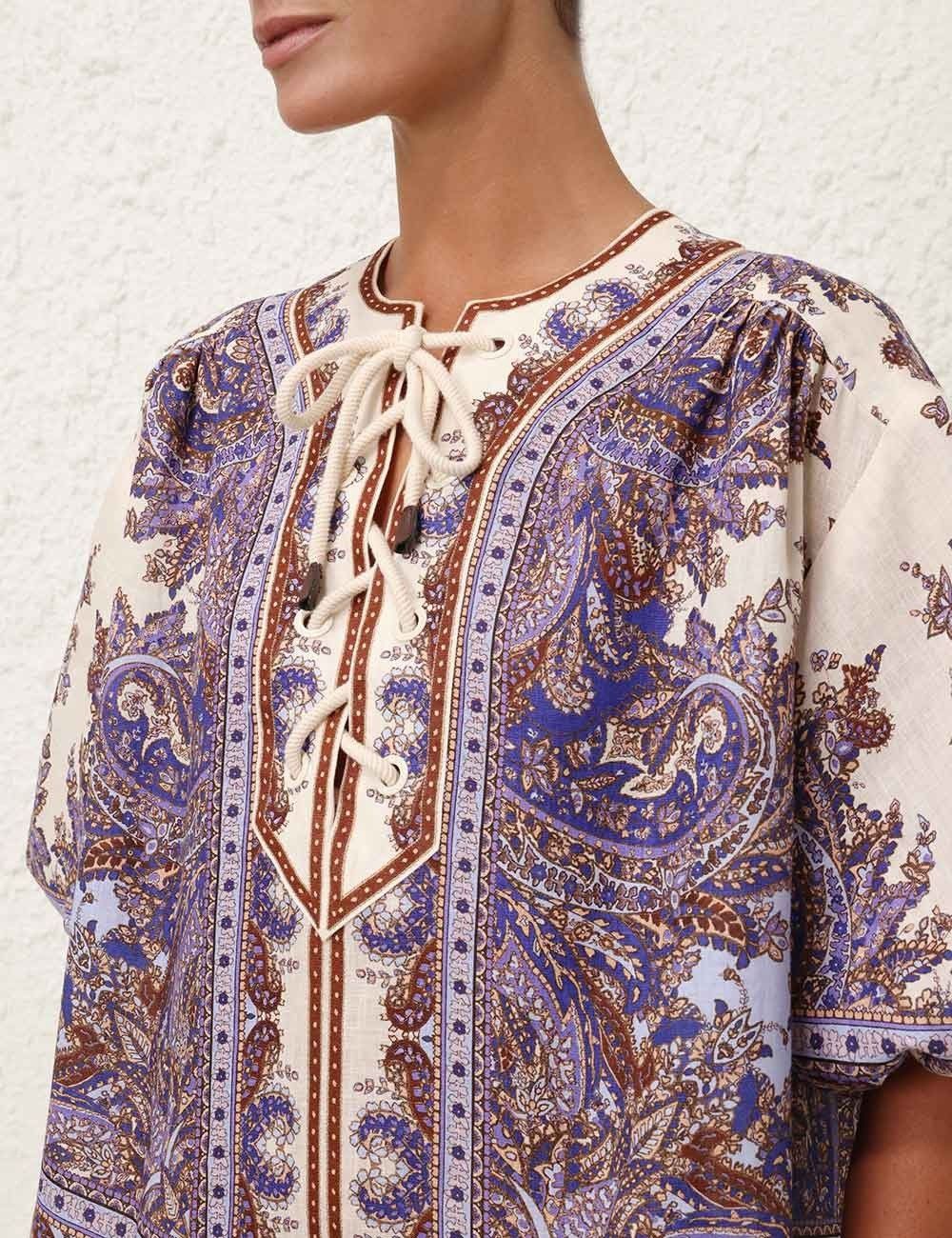 Zimmermann oc11z0525 Ottie Eyelet Mini Dress in Multicolor Size XS / US 0-2 / IT 36-38 - 5 Thumbnail