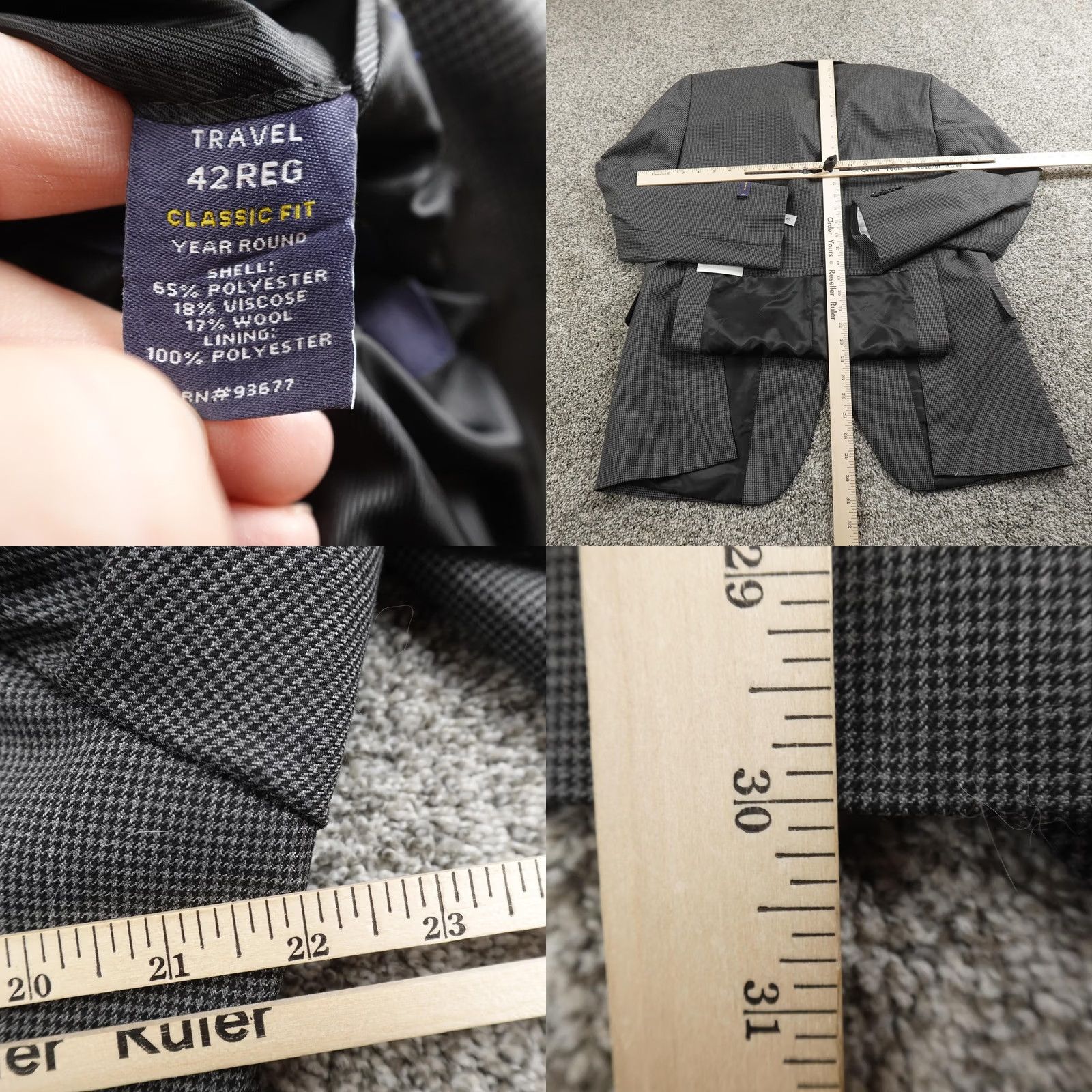 Stafford Stafford Blazer Mens 42R Gray Check Wool Classic Fit Sport Coat Jacket Suit Size 42R - 8 Thumbnail