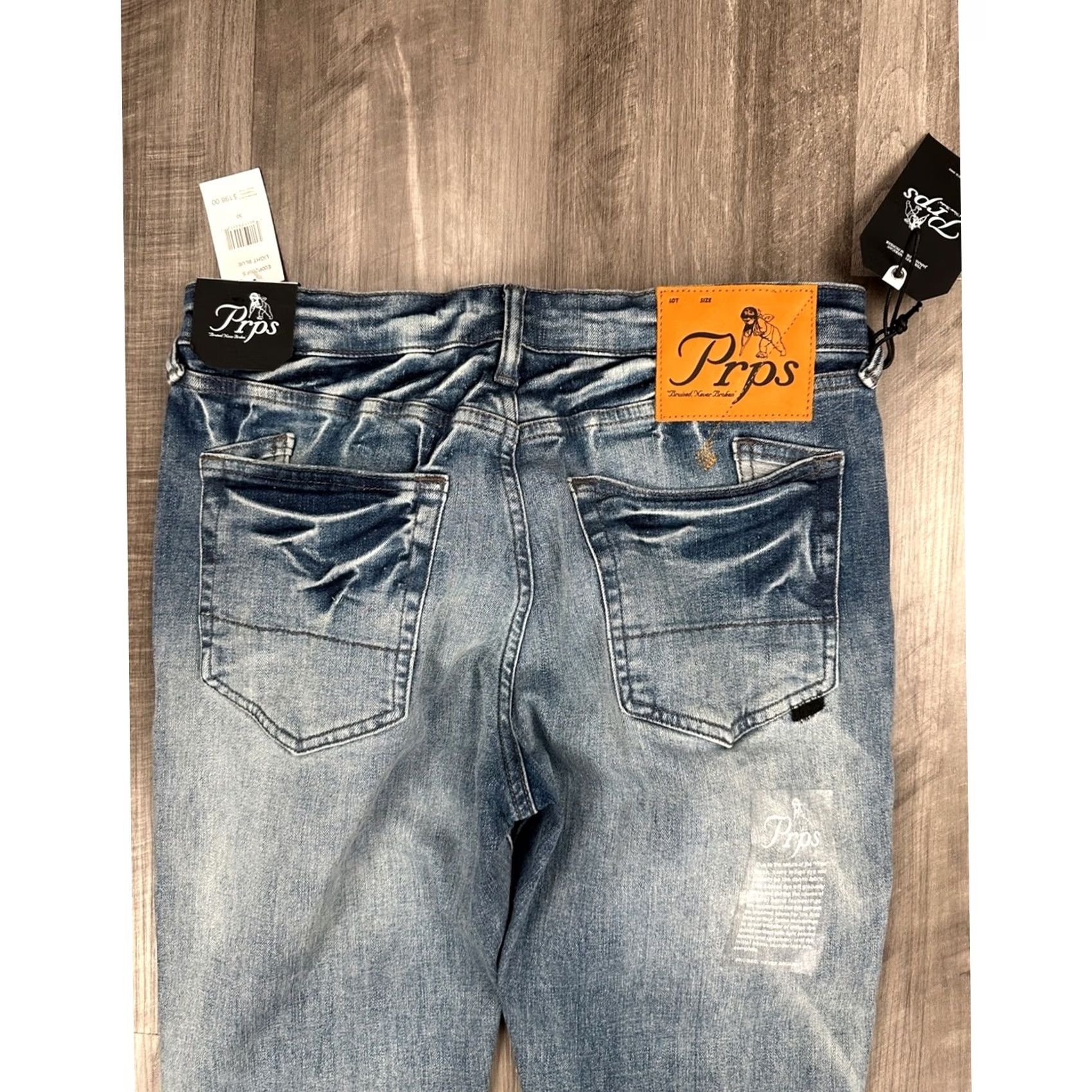 Prps PRPS Le Sabre Slim Tapered Light Wash Jeans 30 Men Regular 34 Inseam Blue 100% Cotton Tapered NWT Size US 30 / EU 46 - 4 Thumbnail