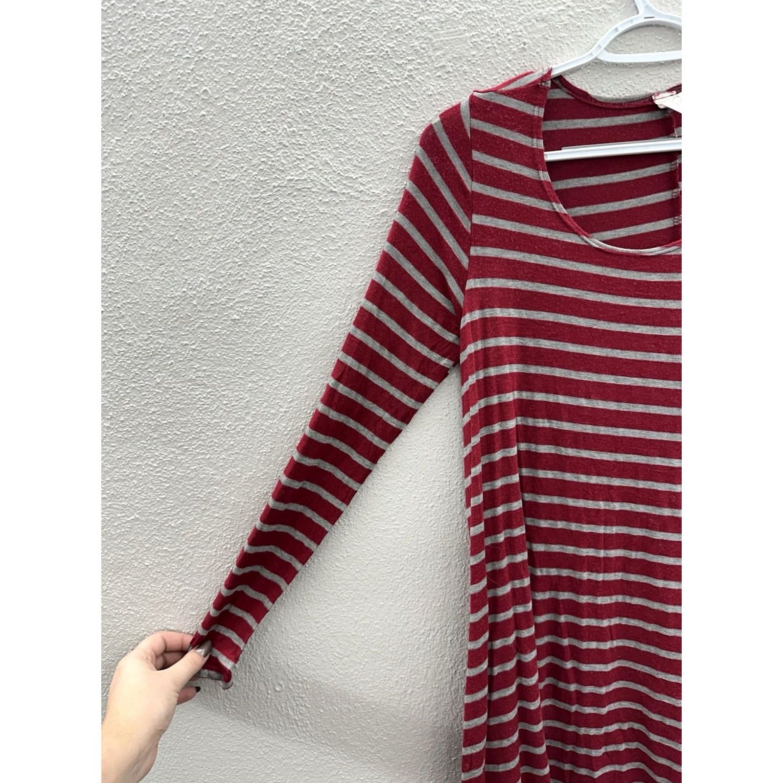 Vintage Cacia Womens Dress XL Red Gray Striped Long Sleeve Stretchy Size XL / US 12-14 / IT 48-50 - 2 Thumbnail