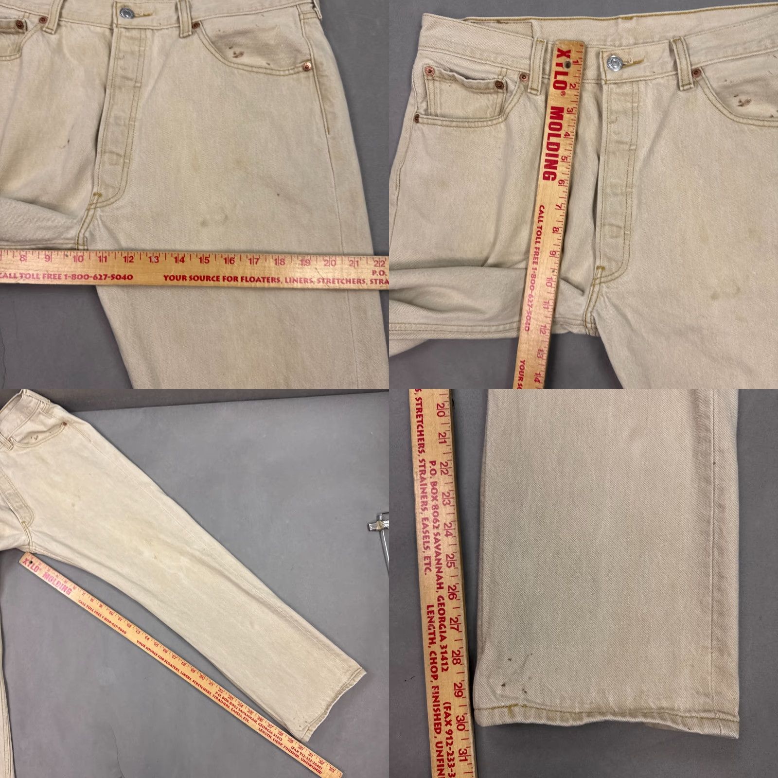 Levi's Levi's 501 Jeans Mens 36x34 Beige Denim Pants Button Fly Work Chore Jeans Size US 36 / EU 52 - 10 Thumbnail