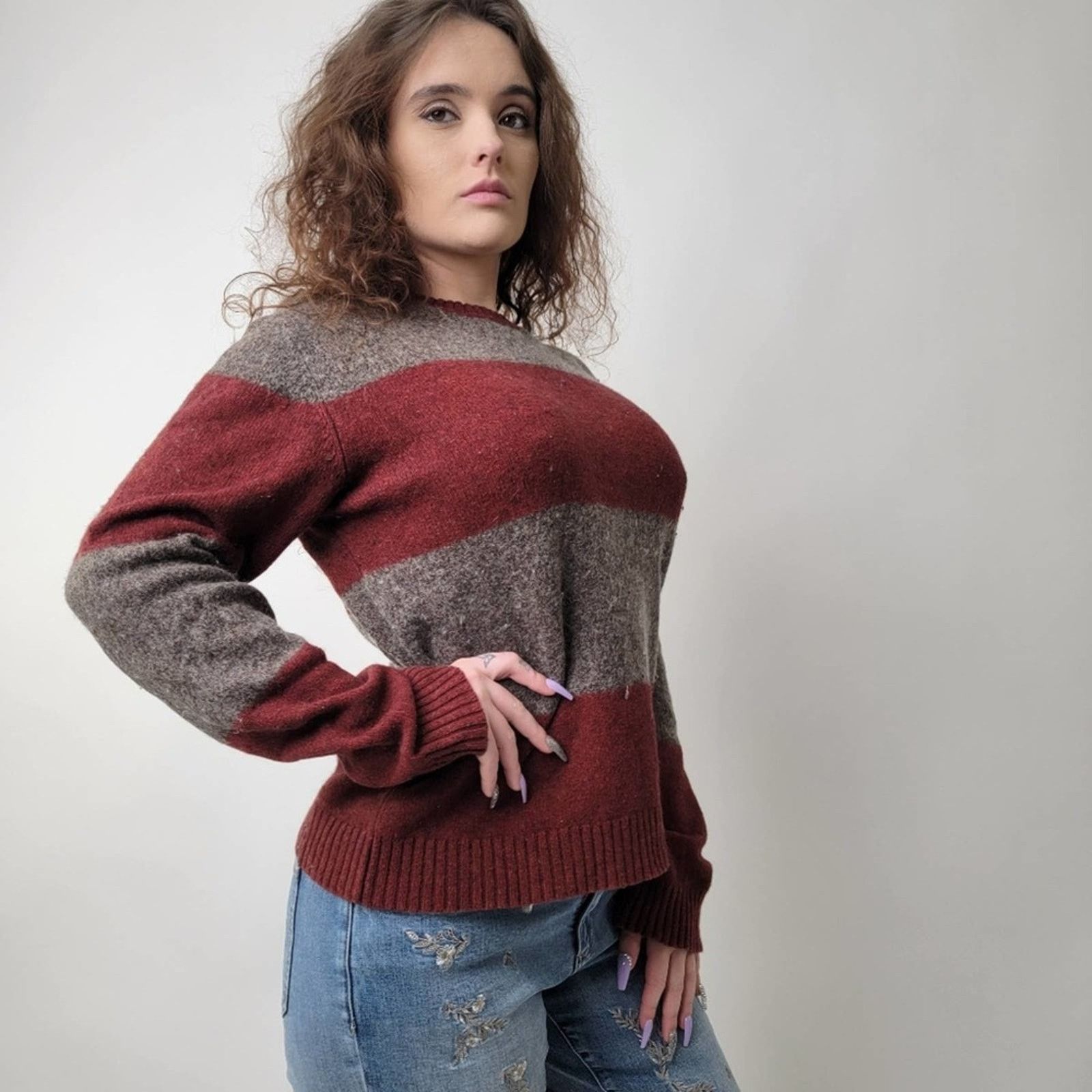 American Eagle Outfitters American Eagle Outfitters Vintage Slim Striped Knit Sweater Size M / US 6-8 / IT 42-44 - 1 Thumbnail