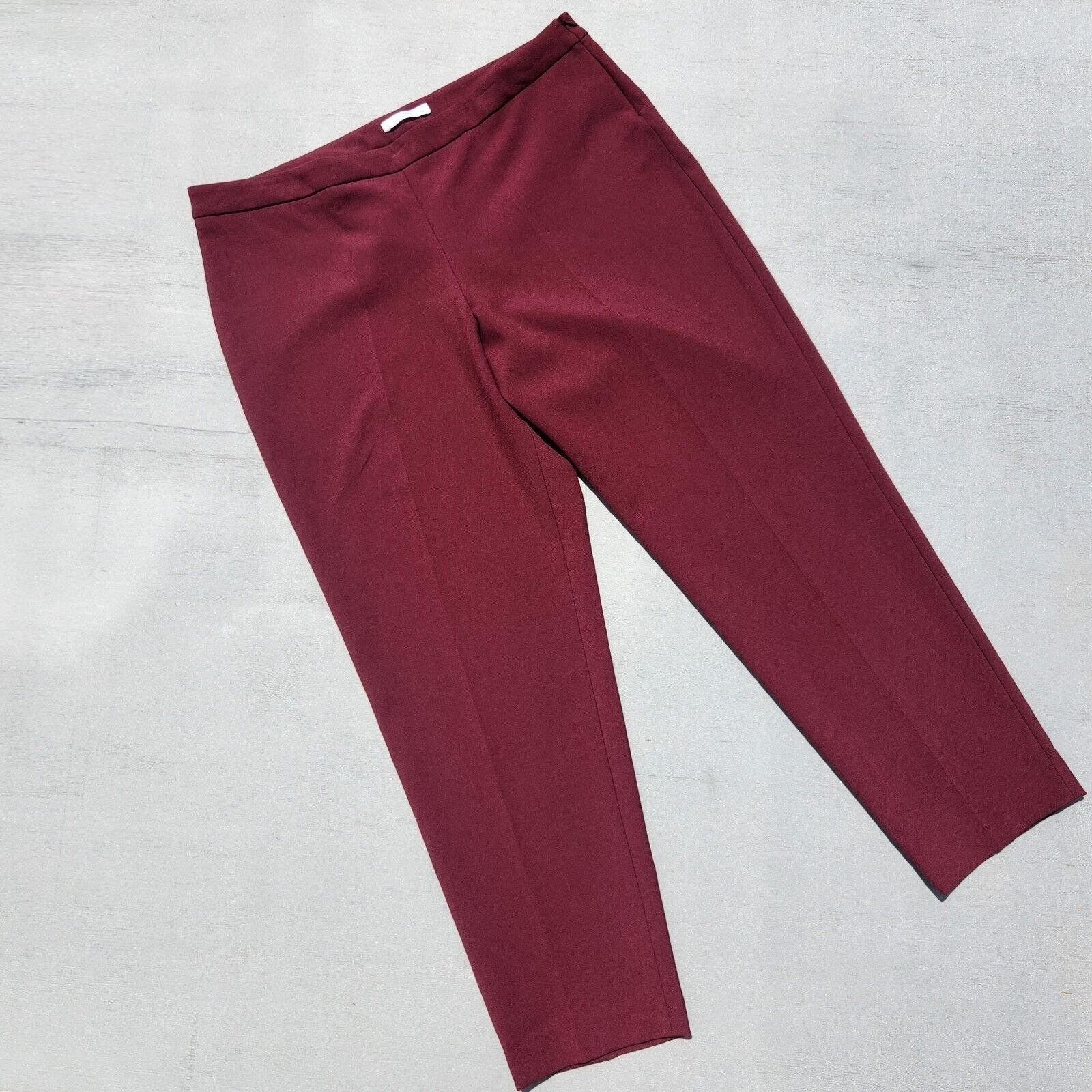 image of Hugo Boss Women's Bordo Slim Fit Tiluna Pants Size 14 in Red