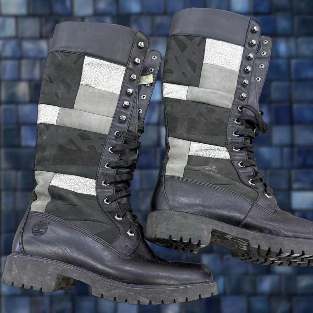 Timberland Timberland Knee High Patchwork Leather Boots Womens 7.5 M Black Gray Size US 8 / IT 38 - 1 Thumbnail