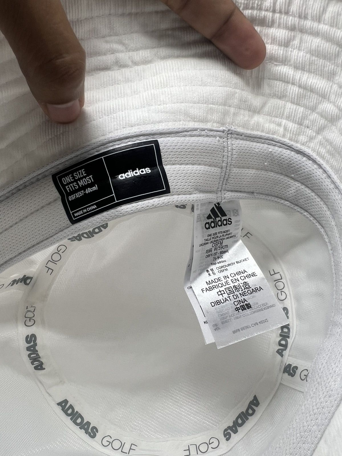 Adidas Adidas White Corduroy Bucket Hat Size ONE SIZE - 12 Thumbnail
