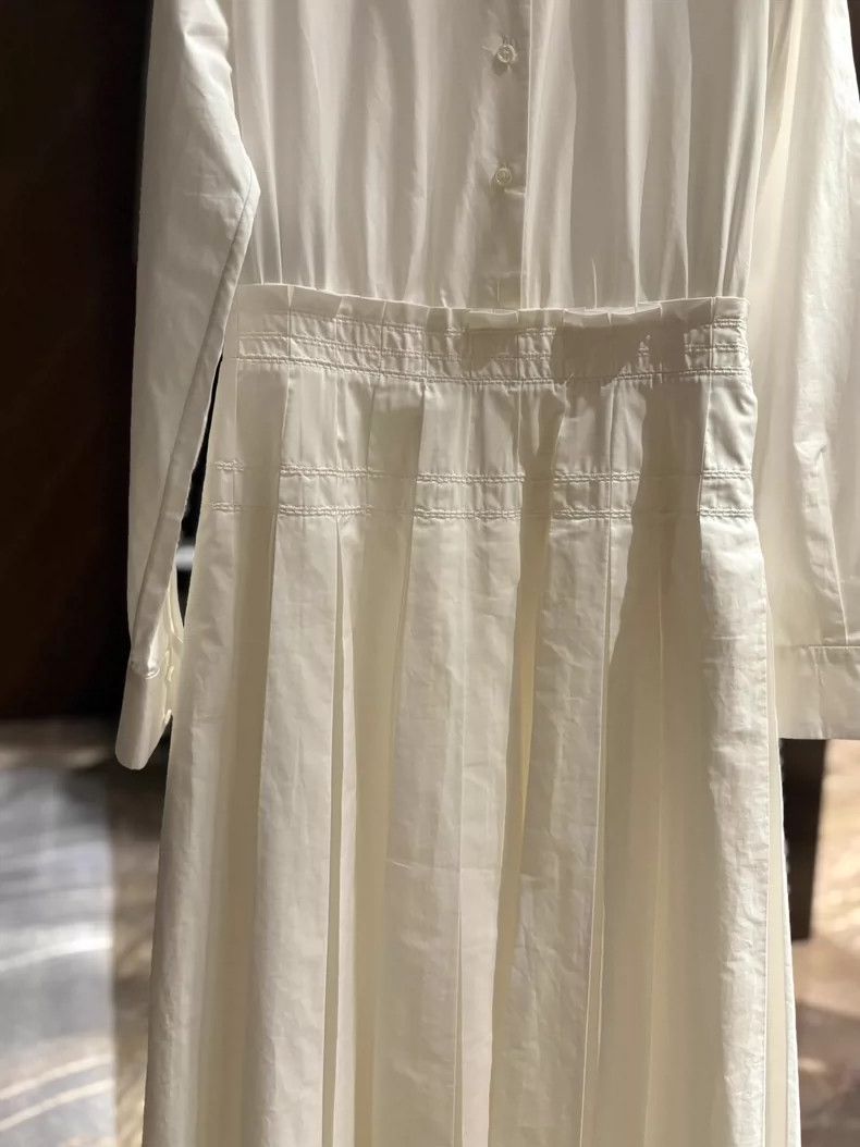 Loro Piana LORO PIANA Full cotton pleated corset dress Size XS / US 0-2 / IT 36-38 - 5 Thumbnail