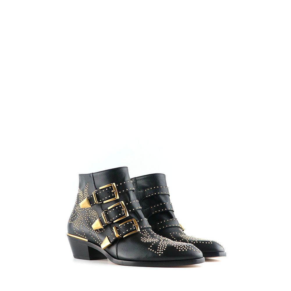 image of Chloe Chloé - Susanna Ankle Boots In Black Leather (T38.5), Women's (Size 7.5)
