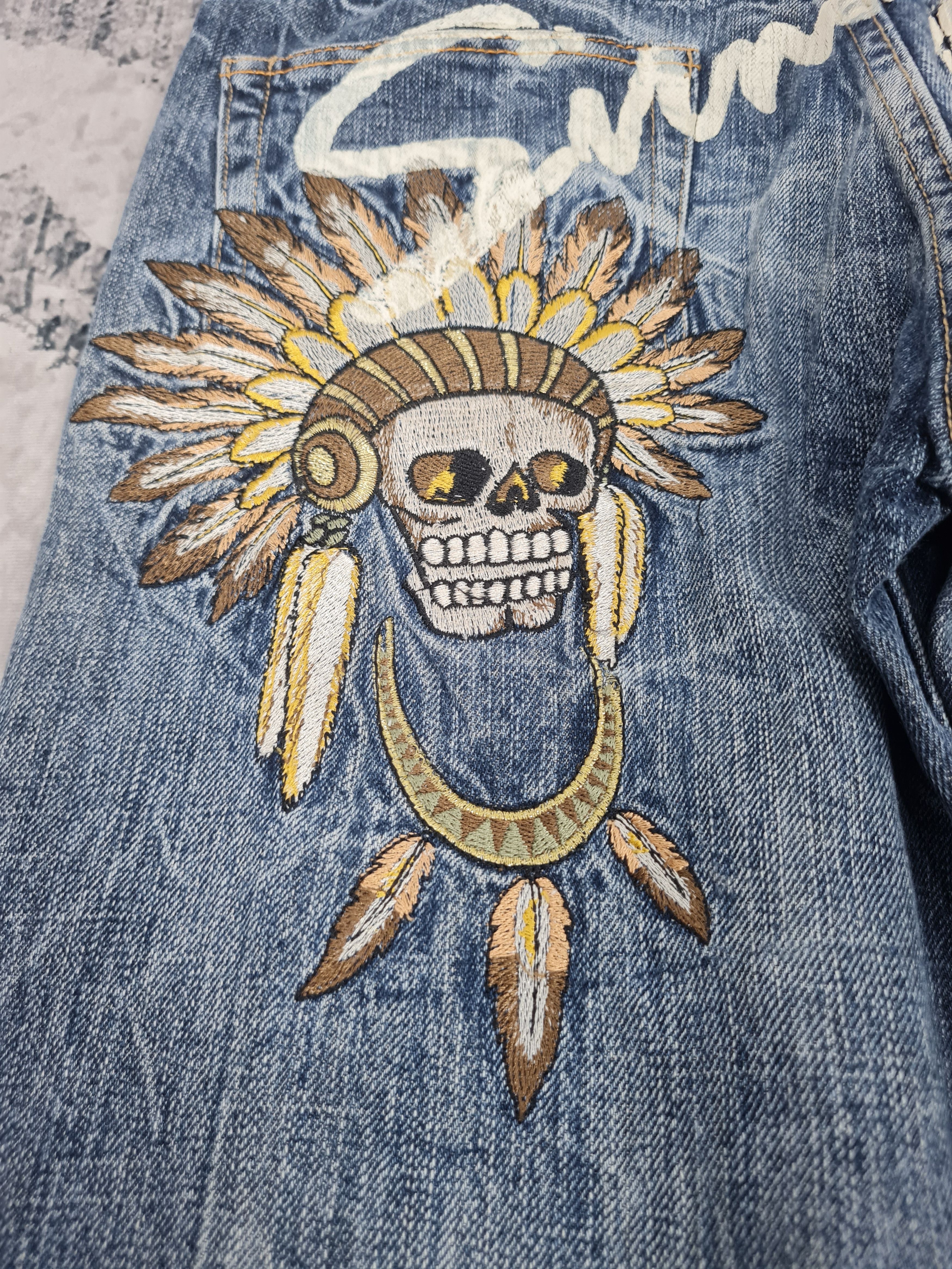 Japanese Brand Sirmione Embroider Skull Stone Wash Jeans 29x32.5 JB0160 Size US 29 - 9 Thumbnail