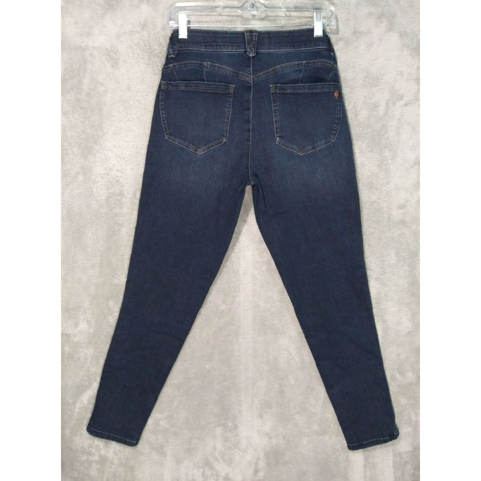 Vintage Democracy Jeans Womens 8 Blue Denim Ankle Indigo Dark Wash 5-Pocket Regular Stretch Cotton Polyester Spandex Viscose Denim Size 30" / US 8 / IT 44 - 2 Thumbnail