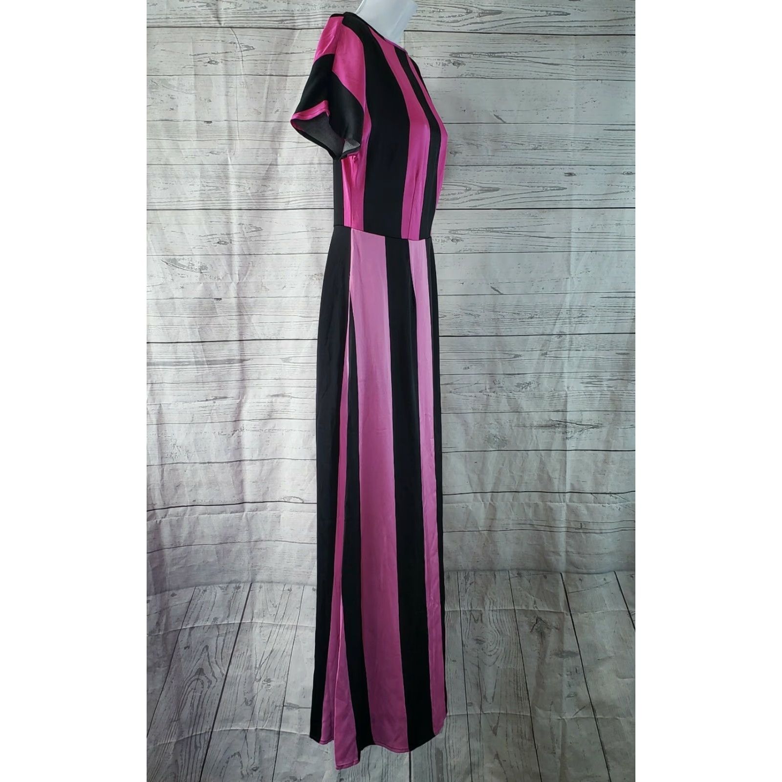 Pinko VINTAGE Christopher John Rogers Womens Maxi Dress Sz 0 Pink Striped Short Sleeve Maxi Dress Size 25" / US 0 / IT 36 - 3 Thumbnail