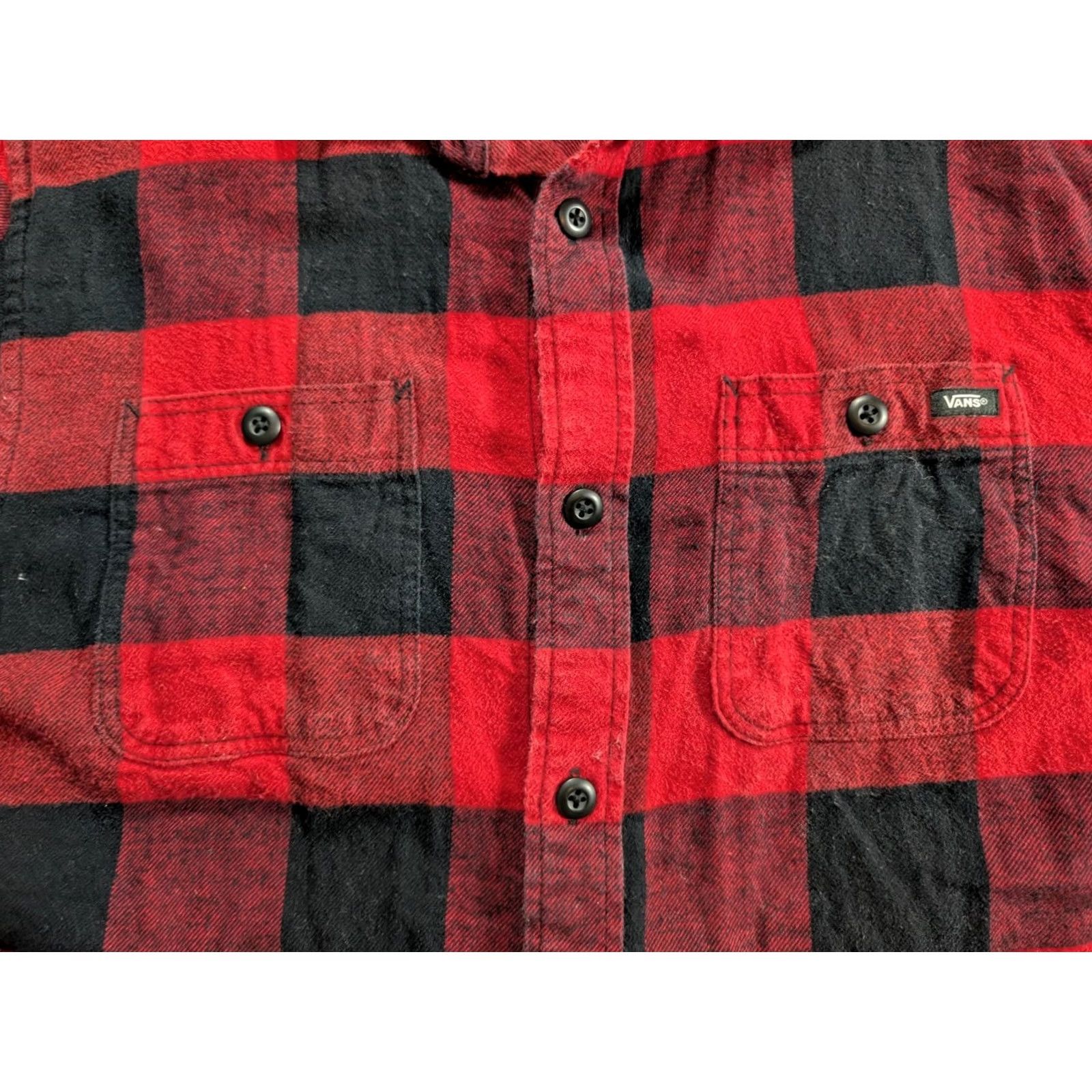 Vans VANS Off The Wall Flannel Shirt Mens Large Slim Fit Red Plaid Sleeve Button Up Size US L / EU 52-54 / 3 - 4 Thumbnail