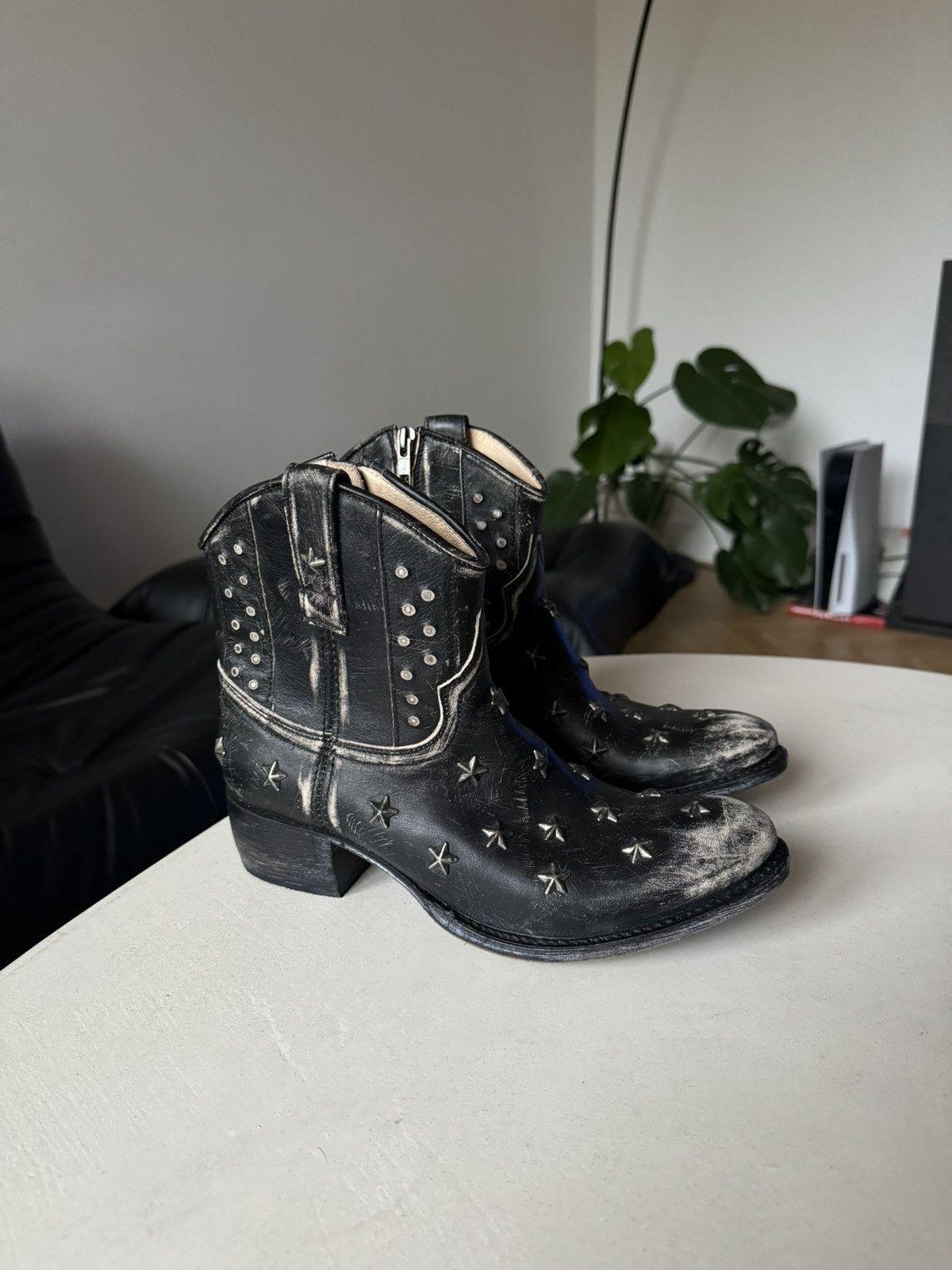 Leather Vintage Sendra Women’s Cowboy Leather Boots Washed Rare Hype Size US 7.5 / IT 37.5 - 1 Thumbnail
