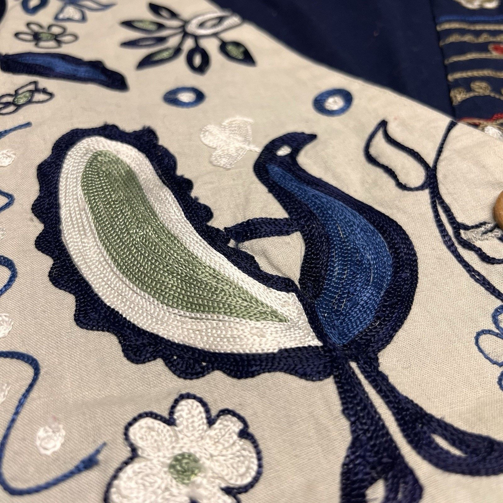 Other Vintage Boho Folk Art Embroidered Unisex Vest Bird Floral Size L / US 10 / IT 46 - 3 Thumbnail