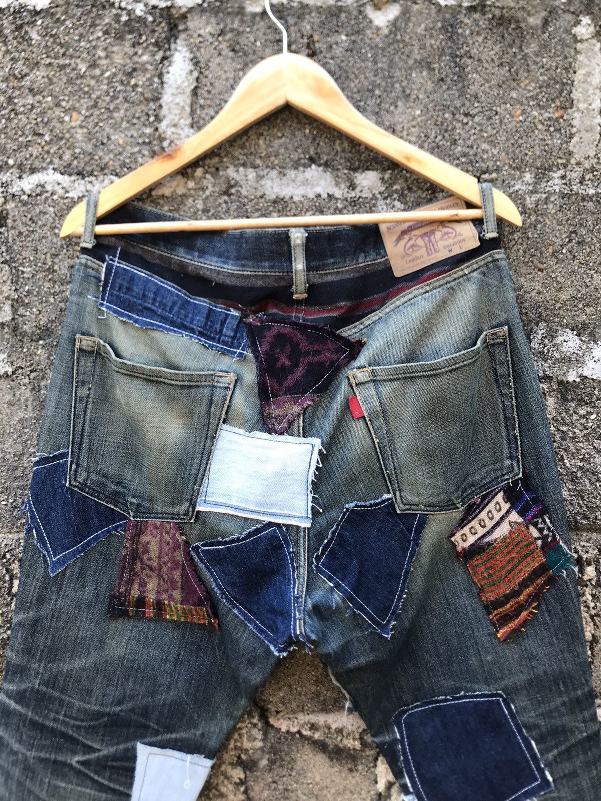 FDMTL ⚡️Japanese Brand Scanner Fundamental Crazy Patchwork Denim Size US 35 - 15 Thumbnail