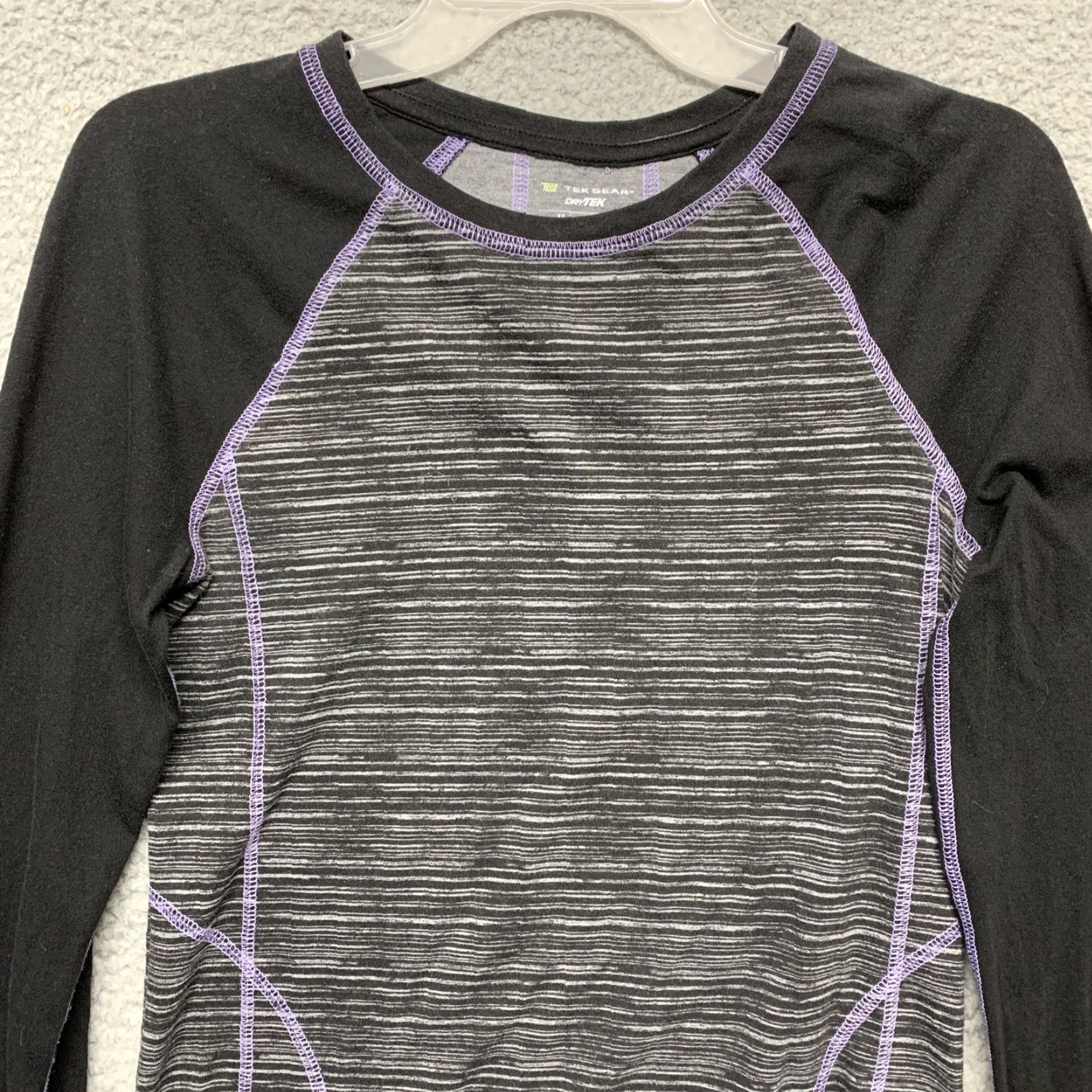 Tek Gear Tek Gear Dry Tek Athletic Top Womens XS Black Purple Heather Gray Long Sleeve Shirt Size XS / US 0-2 / IT 36-38 - 2 Thumbnail