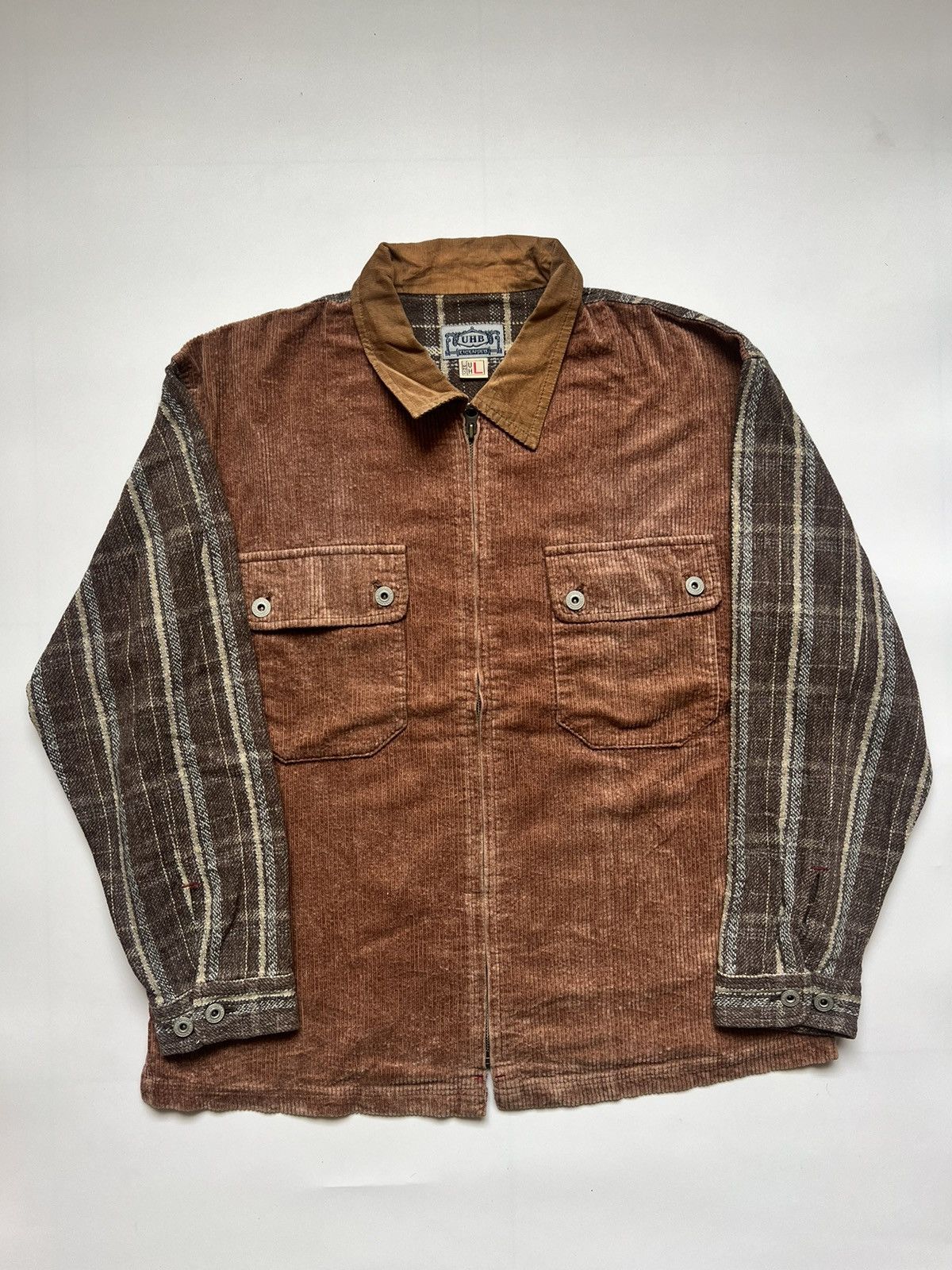Vintage UHB Brown Corduroy Wool Fleece Patchwork Jacket