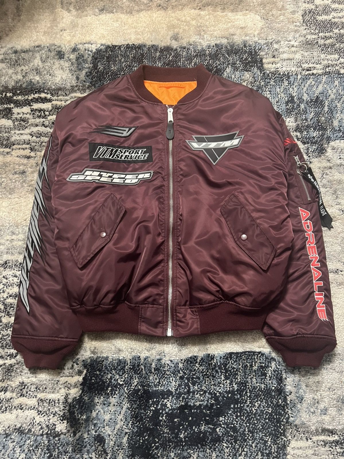 Alpha Industries × Vetements Vetements AW18 Racing Bomber Jacket Burgundy / Blood Red Size US S / EU 44-46 / 1 - 3 Thumbnail