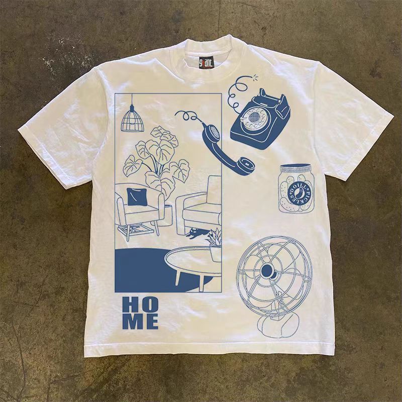 Japanese Brand × Vintage White washed retro fan print cotton t-shirt Size US M / EU 48-50 / 2 - 1 Thumbnail