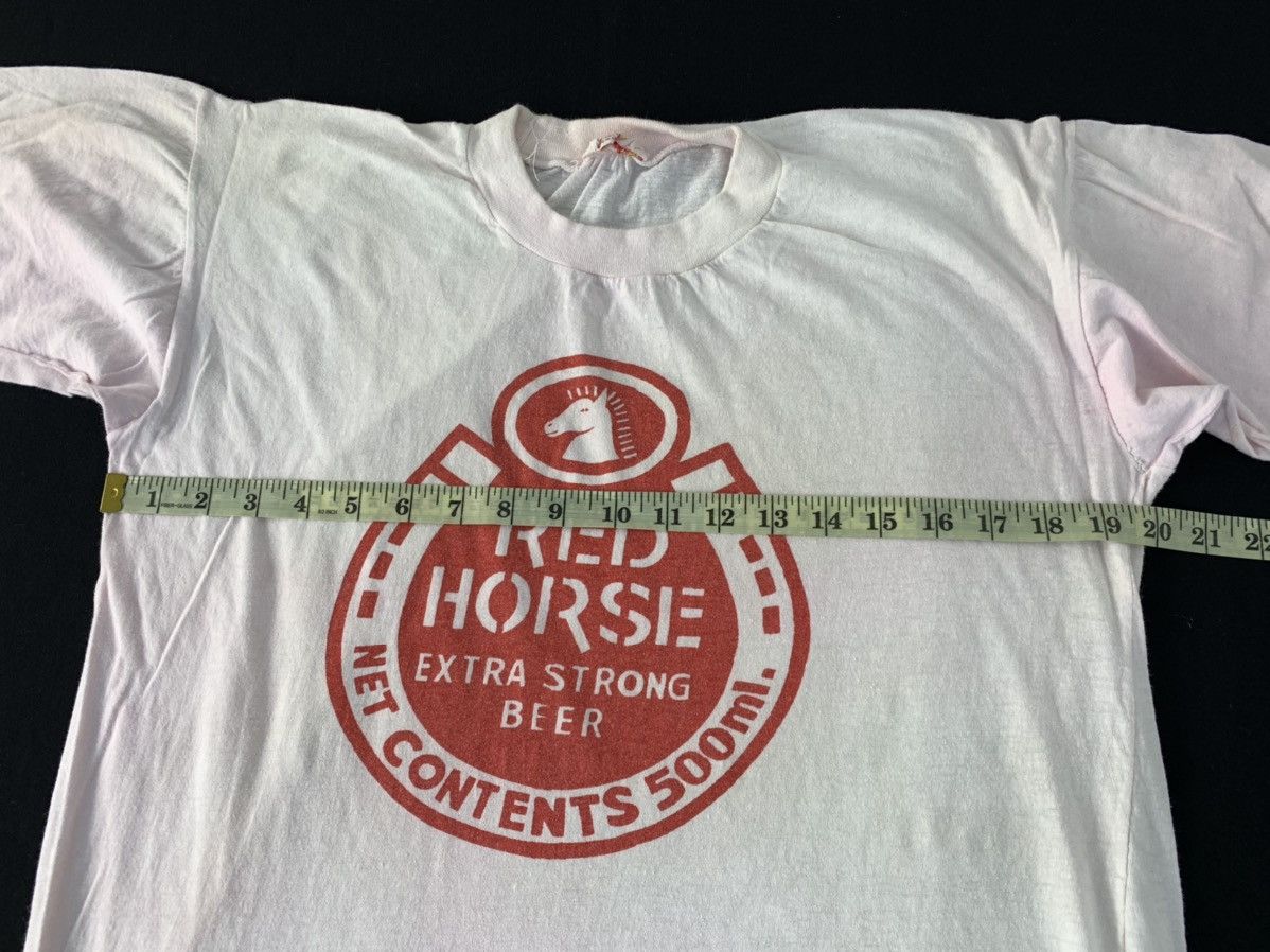 Japanese Brand 90s Red Horse Extra Strong Beer Name Logo Horshoes Tee Size US M / EU 48-50 / 2 - 7 Thumbnail