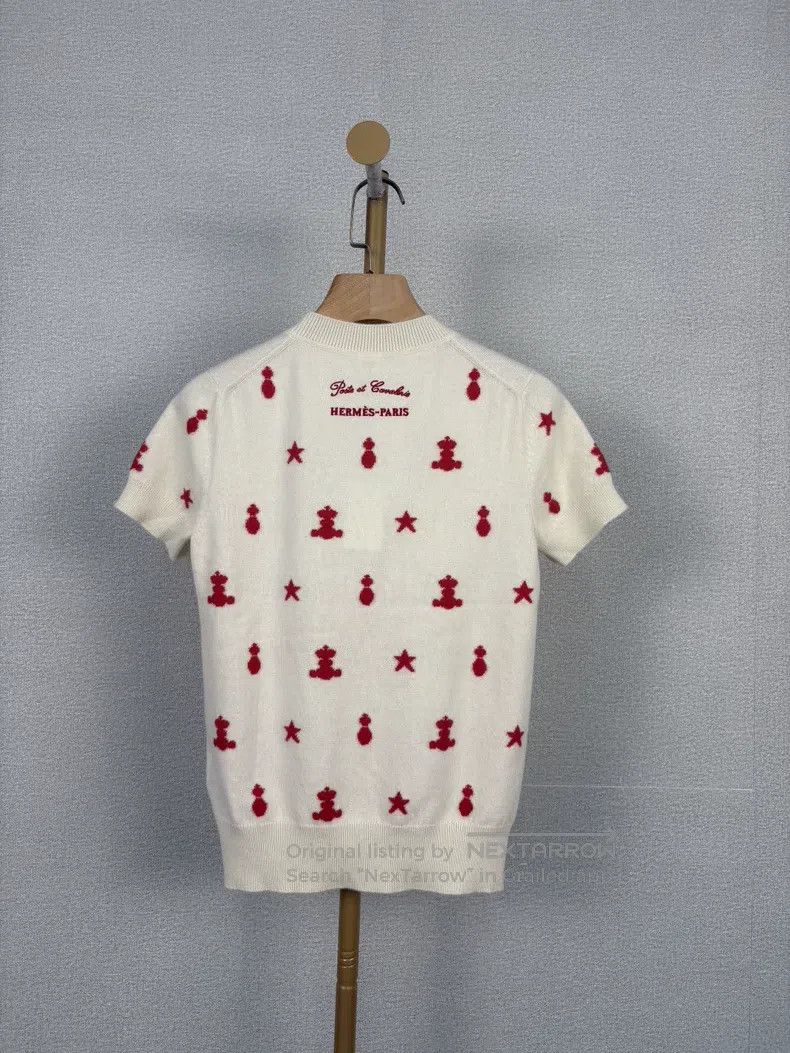 Hermes Hermes Cream and red knitted top Size XXS / US 00 / IT 34 - 2 Thumbnail