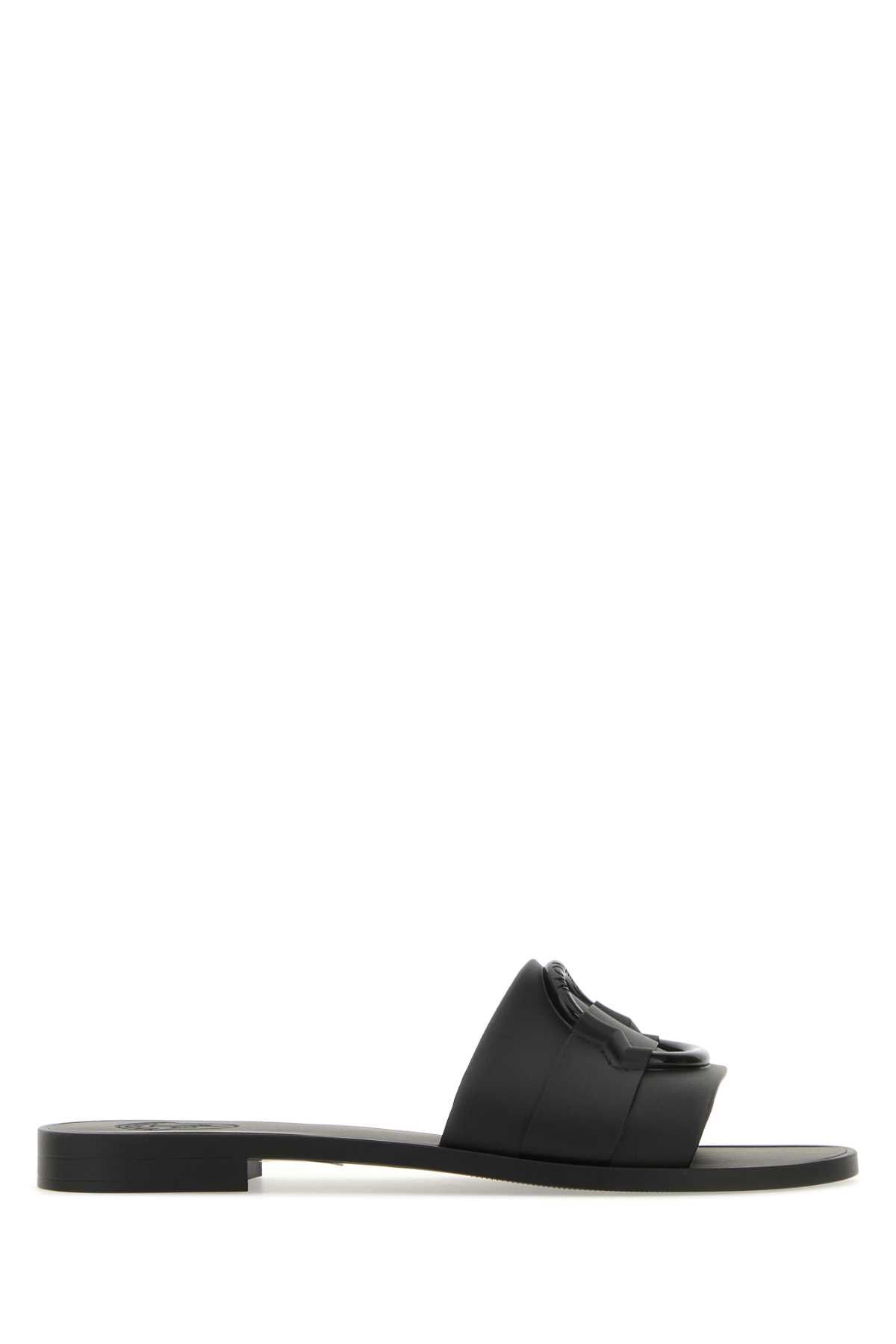 image of Moncler Black Rubber Mon Slippers, Women's (Size 11)