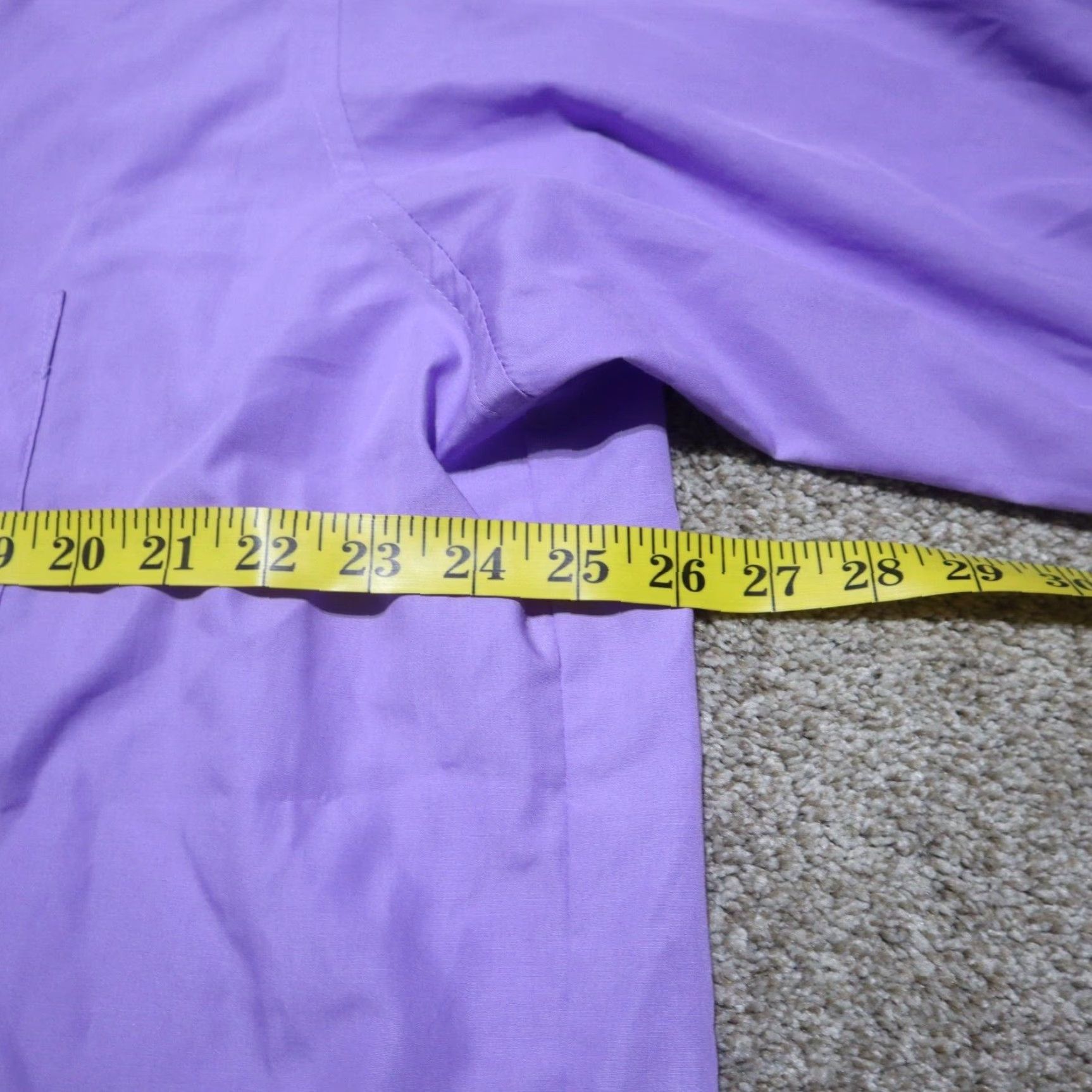 Van Heusen VINTAGE Van Heusen Shirt Mens 18.5 Purple Velvet Regular Fit Solid Point Collar 35 / 36 Size 48R - 5 Thumbnail
