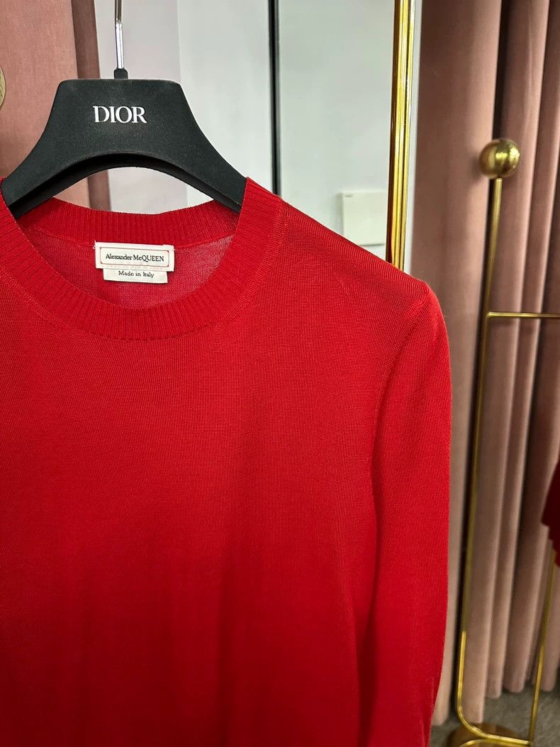 Alexander McQueen Alexander Mcqueen Red irregular fake two-piece knitted shi Size M / US 6-8 / IT 42-44 - 2 Thumbnail