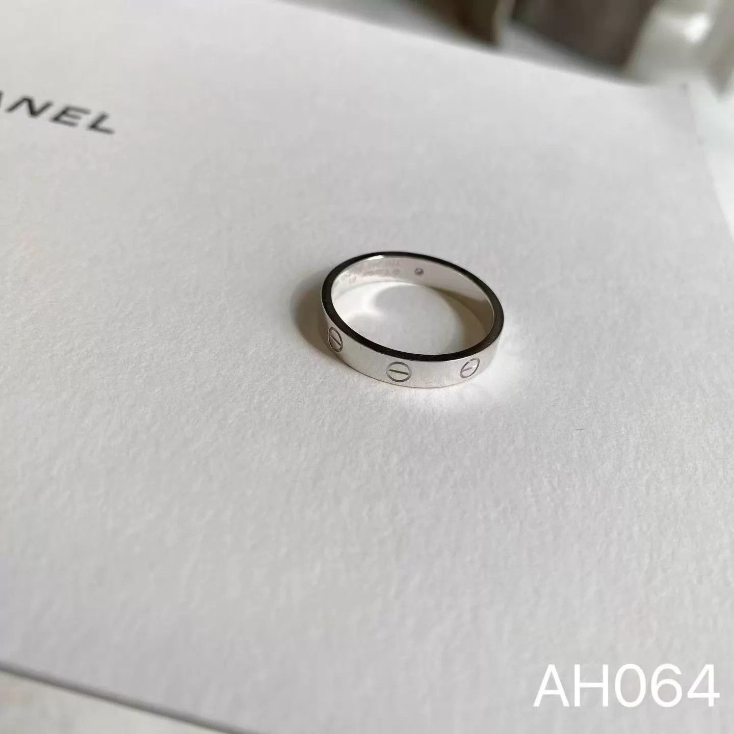 Cartier Cartier Love 18K WG Narrow Diamond Ring 0.02ct 4mm 61 AH064 Size ONE SIZE - 7 Thumbnail