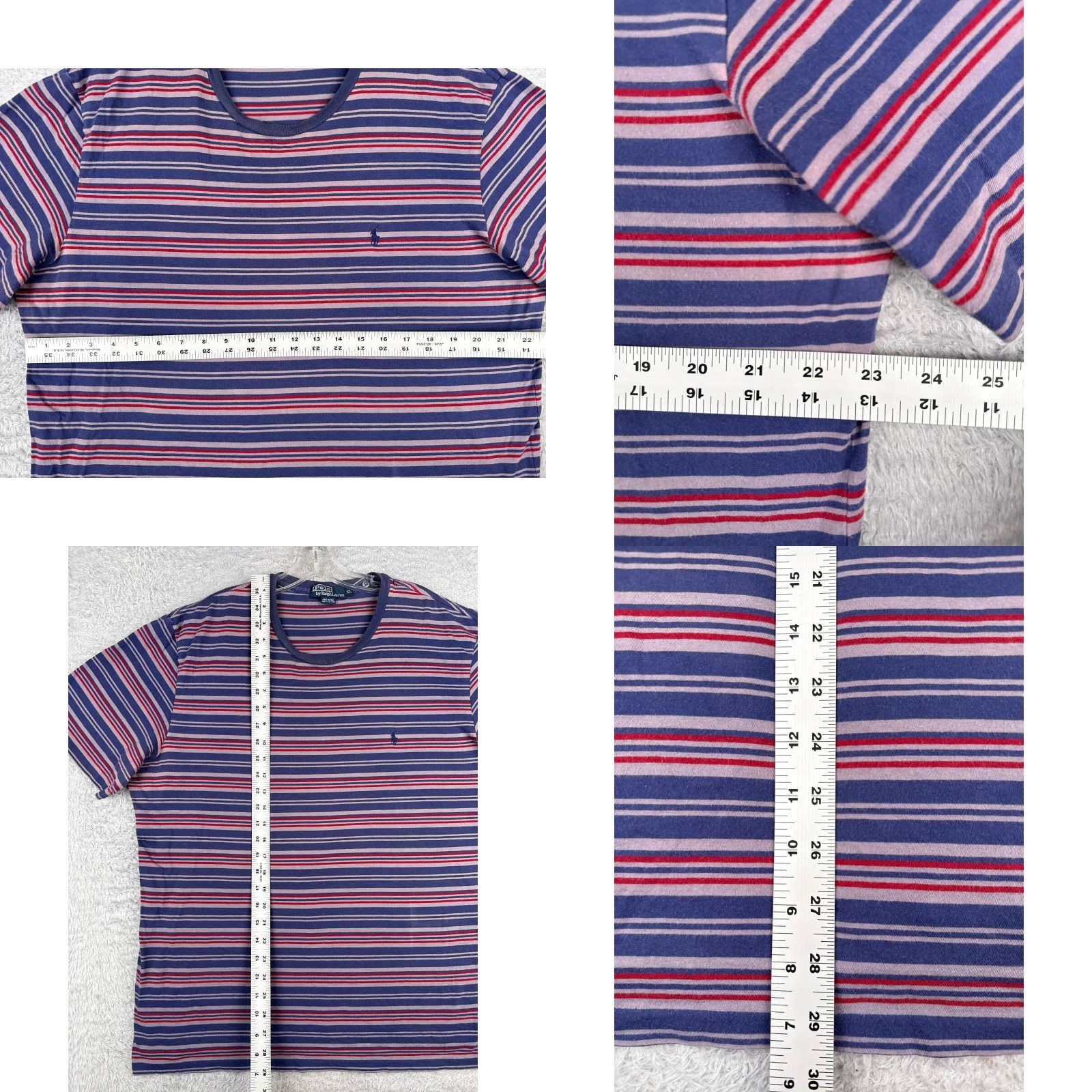 Ralph Lauren VINTAGE Ralph Lauren Shirt Adult XL Blue Red Stripe Cotton Short Sleeve Logo Mens Size US XL / EU 56 / 4 - 8 Thumbnail
