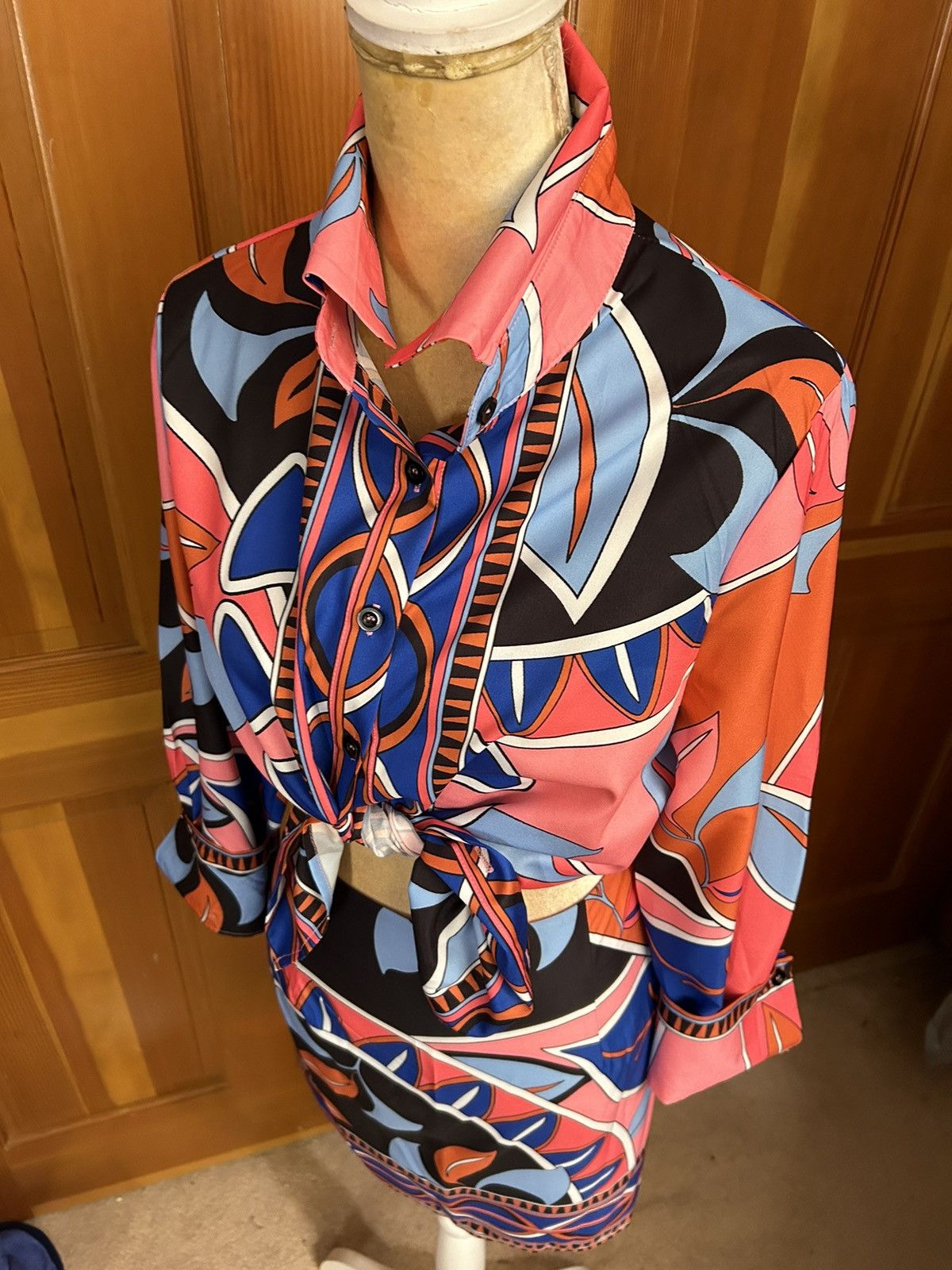Designer × Other NWT, Lavishly Paris Vibrant Multicolored Shirt and Skirt Set Size M / US 6-8 / IT 42-44 - 7 Thumbnail