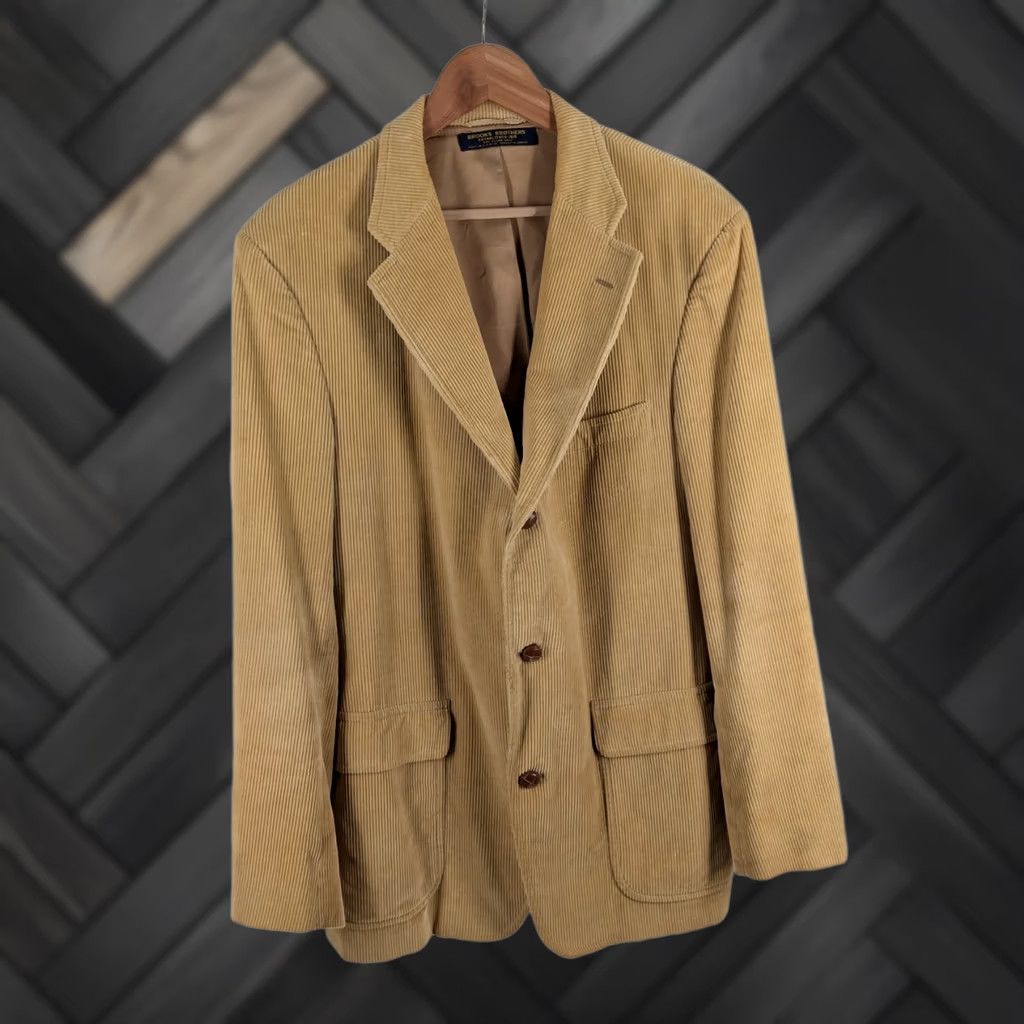 Brooks Brothers VINTAGE Brooks Brothers Blazer Corduroy 90s USA 45L Tan Brown Regular Mens Blazer Size 48R - 1 Thumbnail