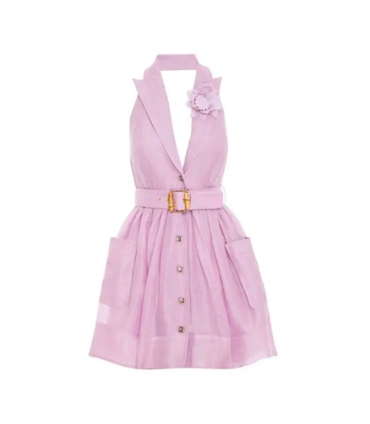 image of Zimmermann High Tide Belted Linen Tuxedo Minidress Us 8 in Lilac, Women's (Size Medium)