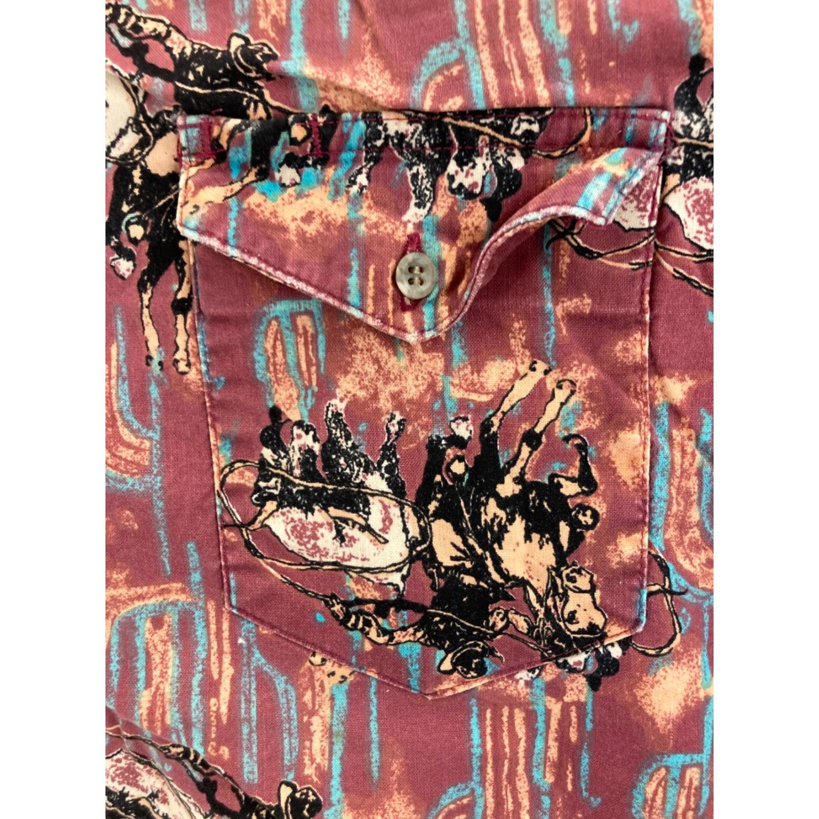 Wrangler VINTAGE Wrangler Western Shirt Cowboy Cut MENS 17 34 Horse Print Red PolyCotton Button-Up Cowboy Western Mens Shirt Size US XL / EU 56 / 4 - 6 Thumbnail