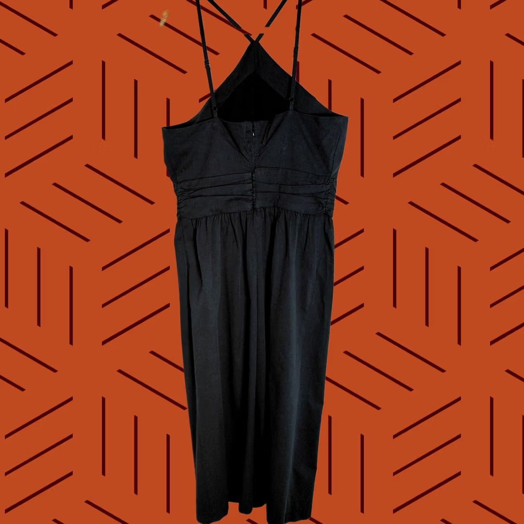 Banana Republic BANANA REPUBLIC Linen Blend Cotton Blend Dress Black Solid Woven Midi Size 0 Size XS / US 0-2 / IT 36-38 - 1 Thumbnail