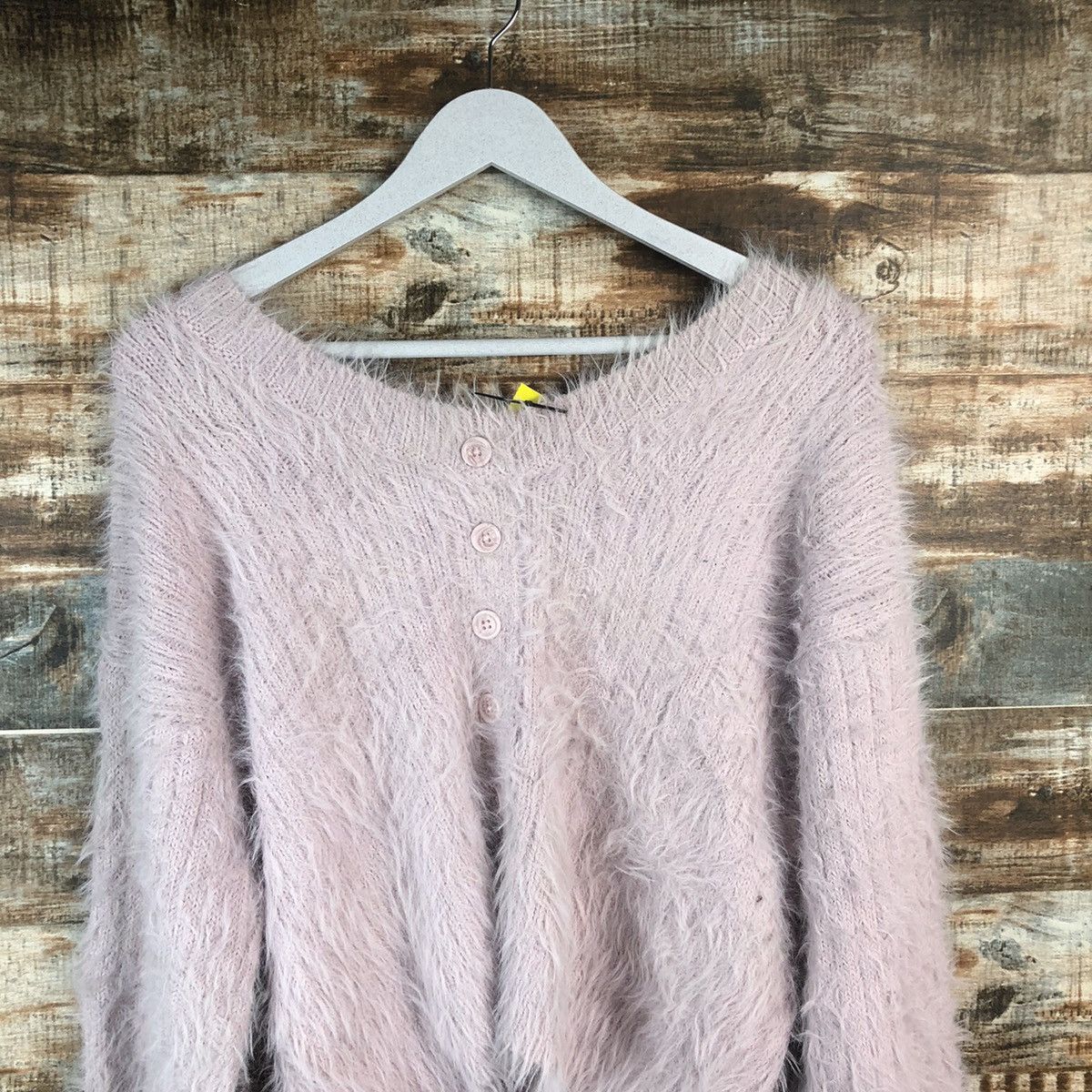 Japanese Brand DL Ingni Pink Mohair shaggy fur Knitwear #C396 Size M / US 6-8 / IT 42-44 - 10 Thumbnail