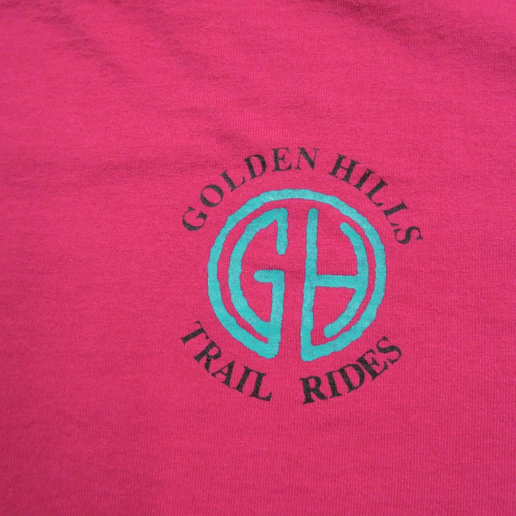 Pinko VINTAGE Horse Riding T Shirt Mens XL Pink Golden Hills Trail Rides Single Stitch Size US XL / EU 56 / 4 - 3 Thumbnail