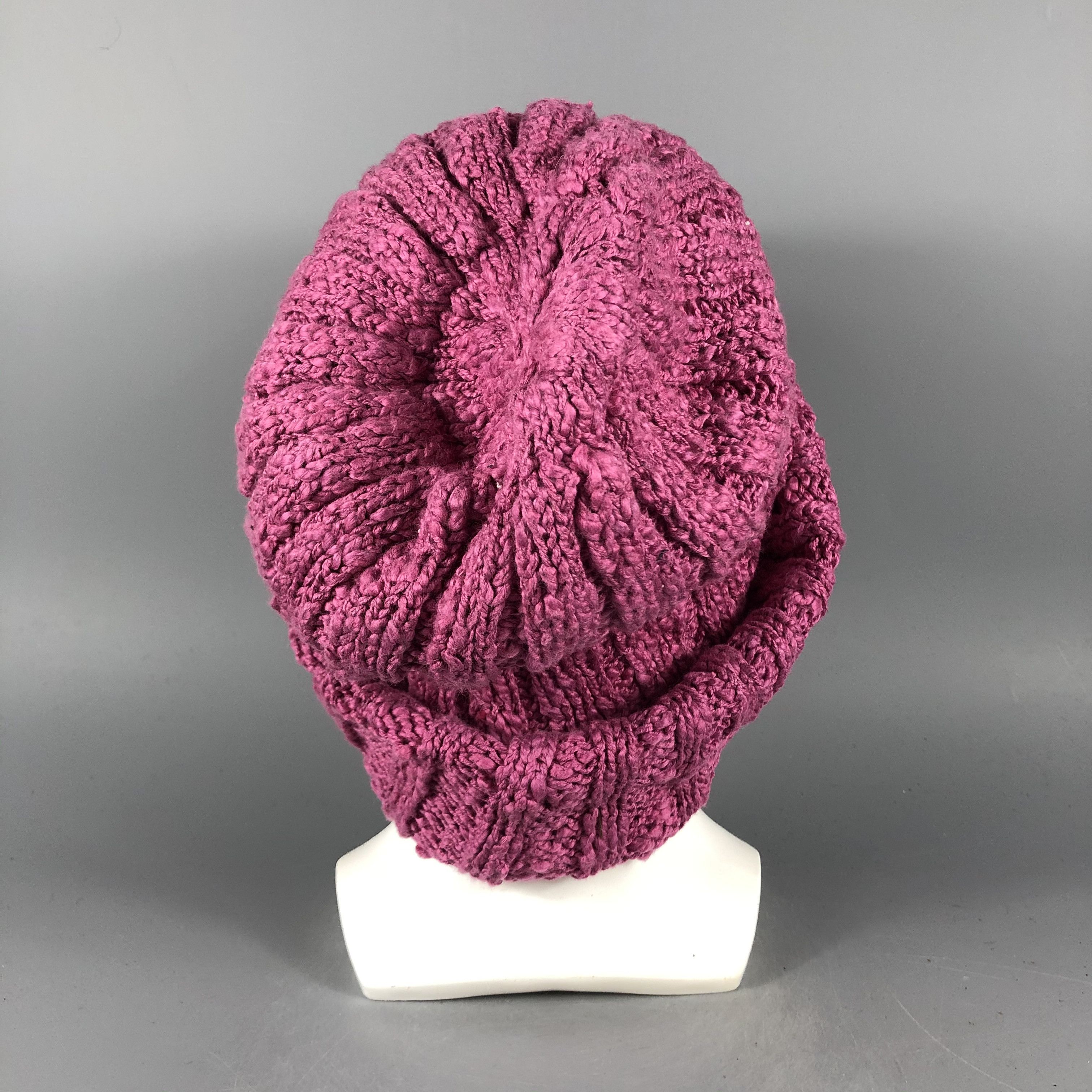 Vintage Womens Amina Pink Ribbed Knit Beanie Snow Hat Snow Cap -D832 Size ONE SIZE - 2 Thumbnail