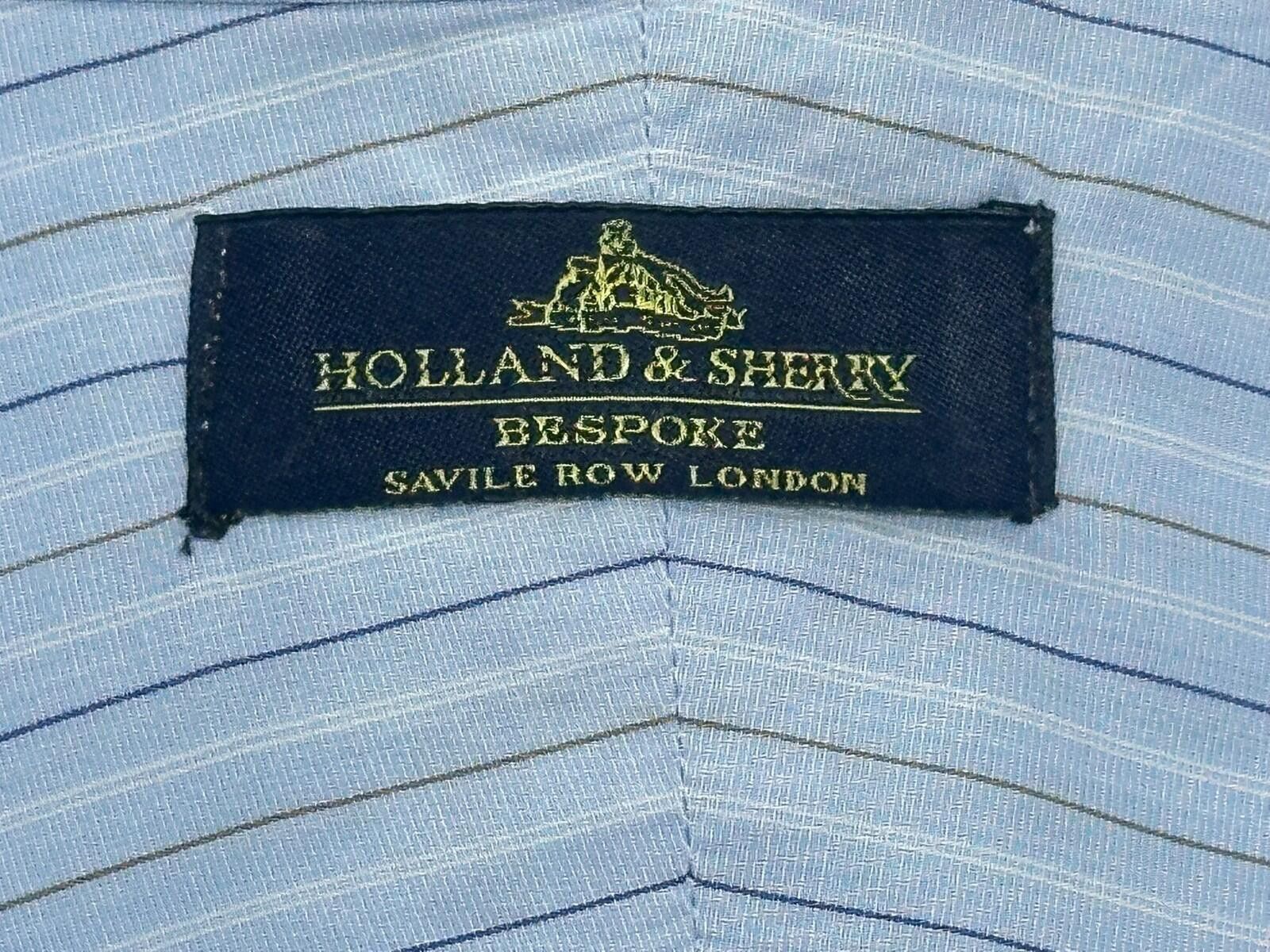 Holland & Sherry Holland Sherry Striped Tailored Oxford Button Up Blue Men XL Size US XL / EU 56 / 4 - 7 Thumbnail