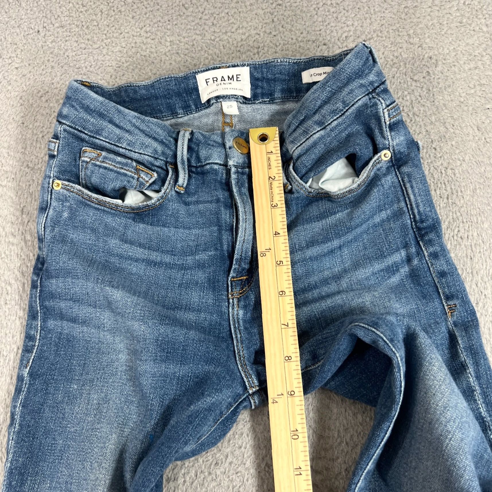 Frame VINTAGE FRAME Women's Cropped Mini Boot Jeans Size 25 Medium Wash Denim Size 42" / US 20 - 7 Thumbnail