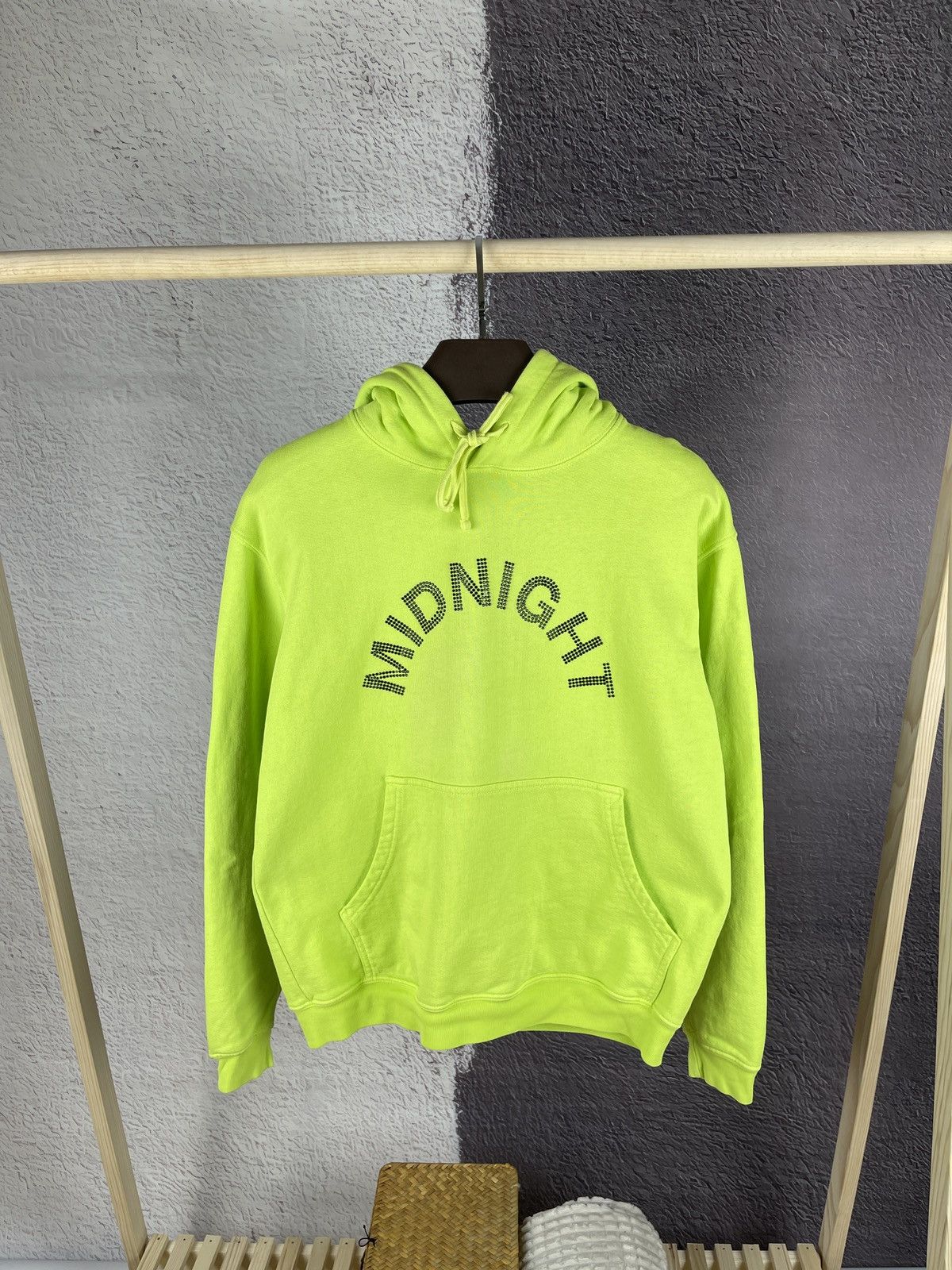 image of Midnight Studios Shane Gonzales Arc Logo Rhinestone Hoodie in Green, Men's (Size Small)