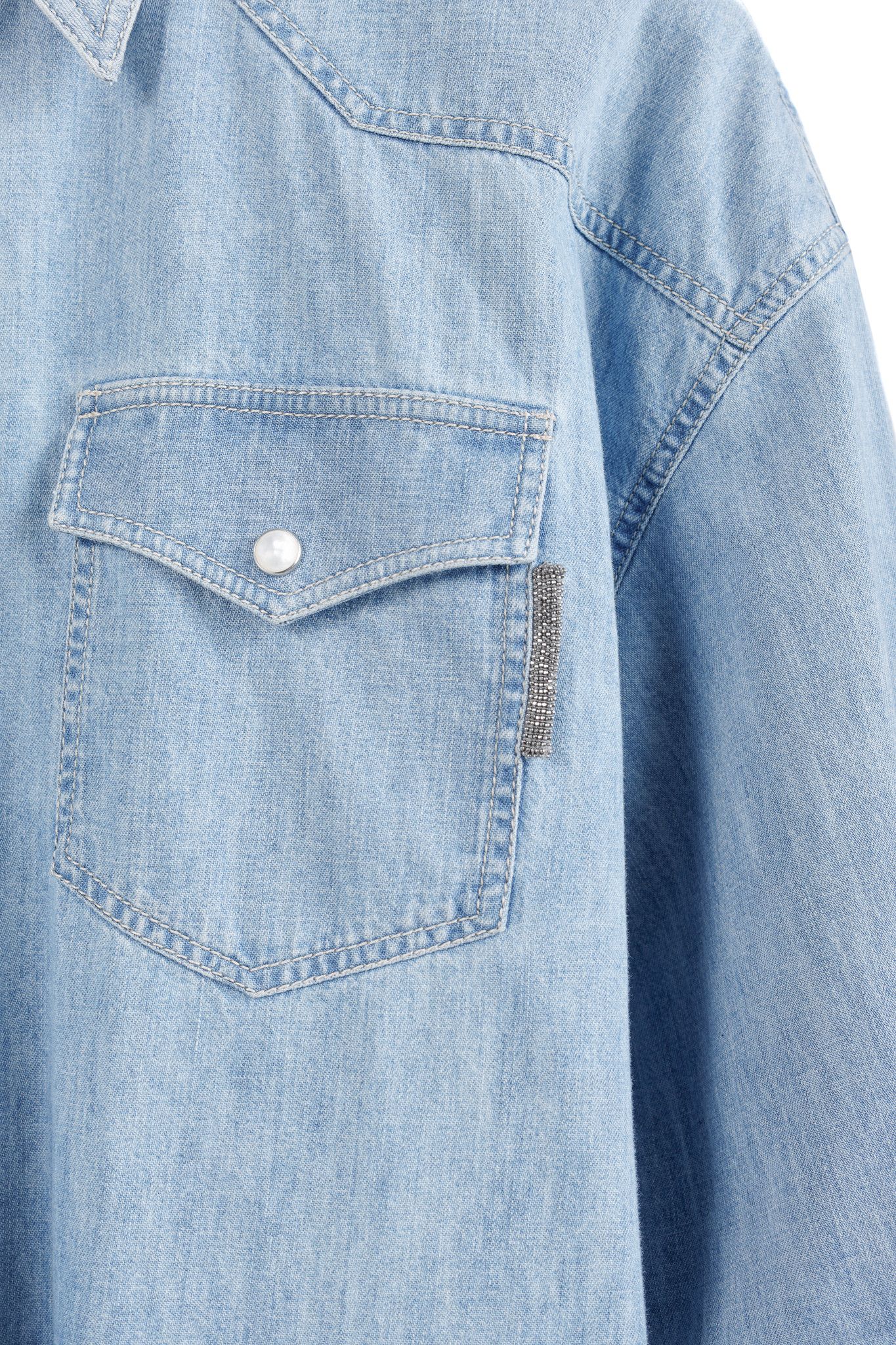 Brunello Cucinelli Brunello Cucinelli SS22 Monili Buttoned Denim Shirt Size XL / US 12-14 / IT 48-50 - 7 Thumbnail