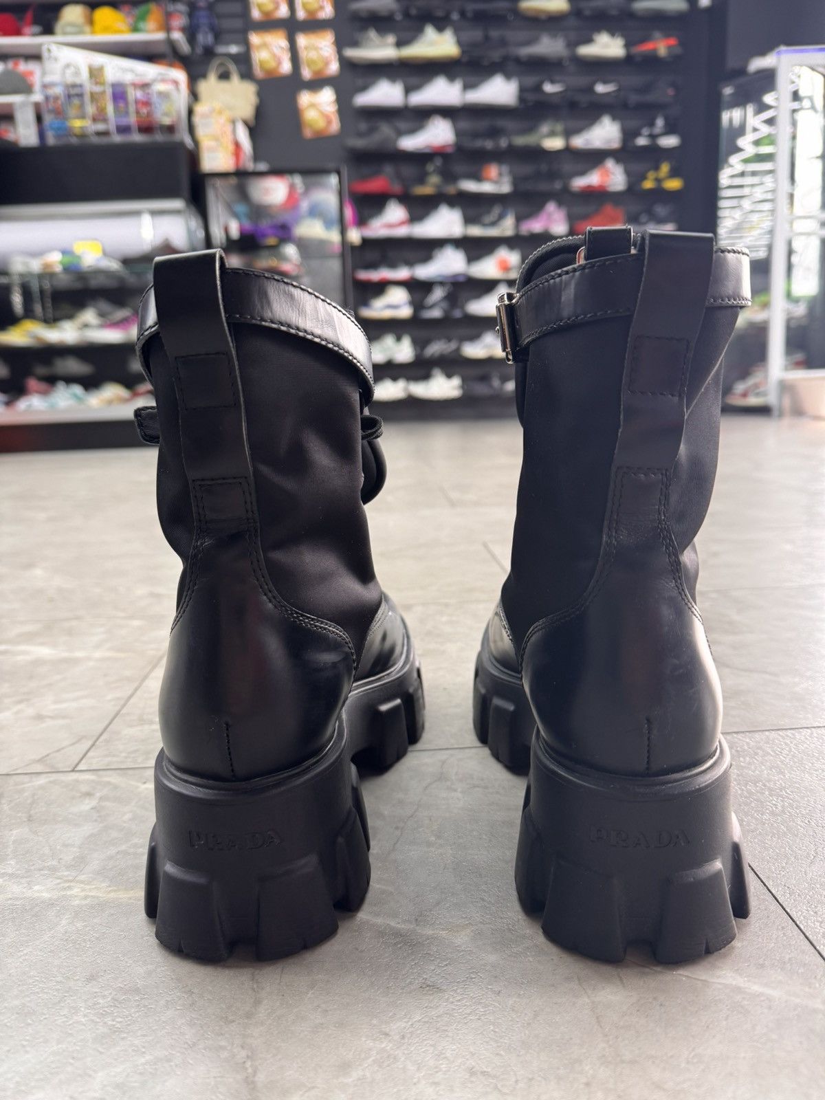 Prada Prada Monolith Brushed Leather And Nylon Pouch Boots Size US 7.5 / IT 37.5 - 8 Thumbnail