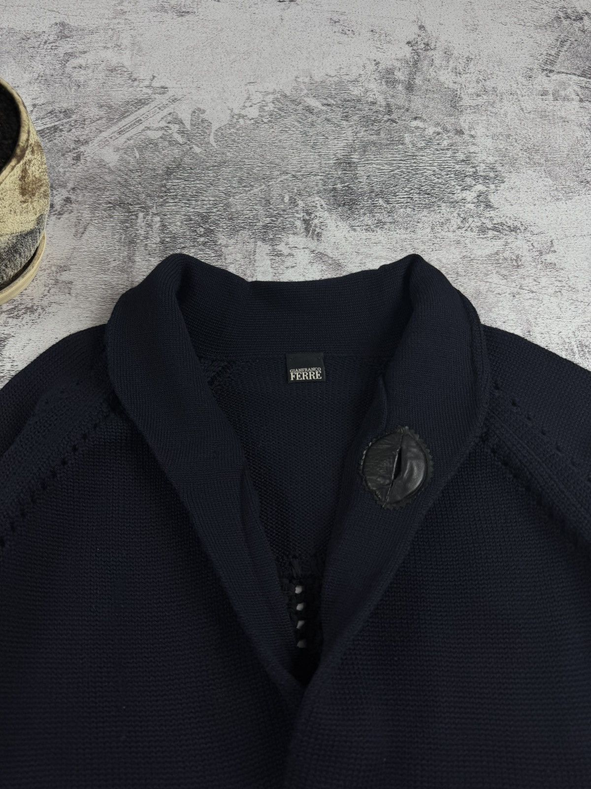 Gianfranco Ferre Gianfranco Ferre Blue F Knited Cardigan Button Shawl Collar Sweater Pullover Size US XL / EU 56 / 4 - 9 Thumbnail
