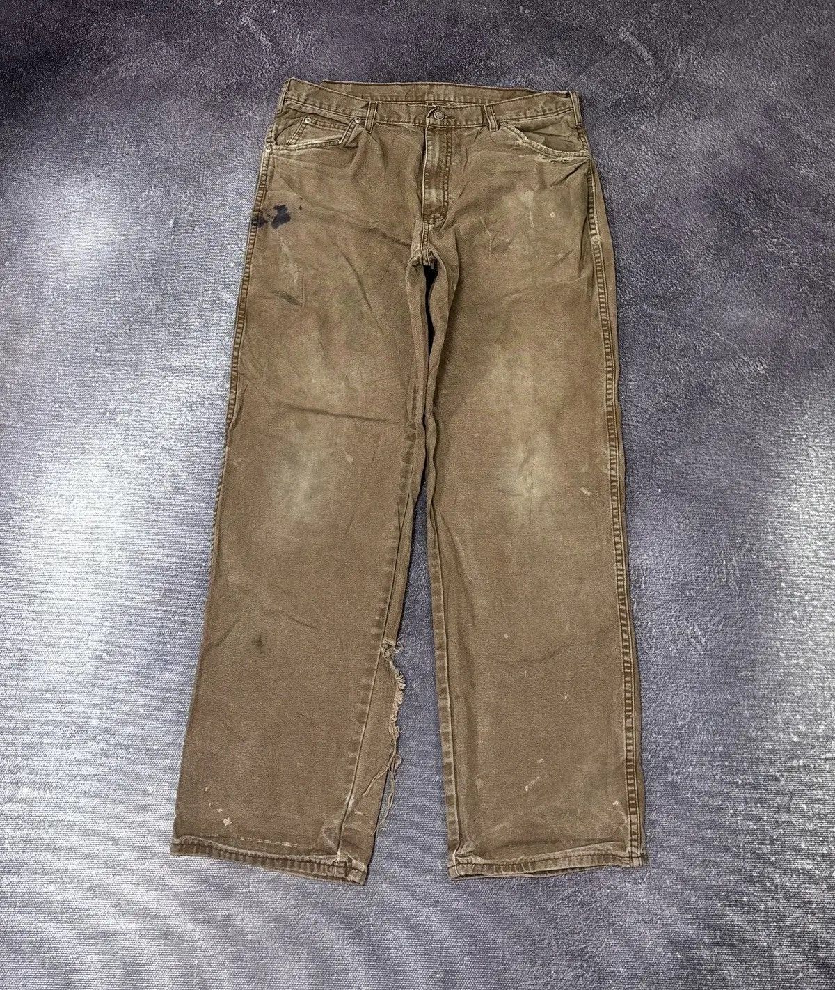 Dickies × Vintage Vintage Dickies Brown Ripped Hype Work Baggy Pants Jeans Size US 36 / EU 52 - 2 Thumbnail